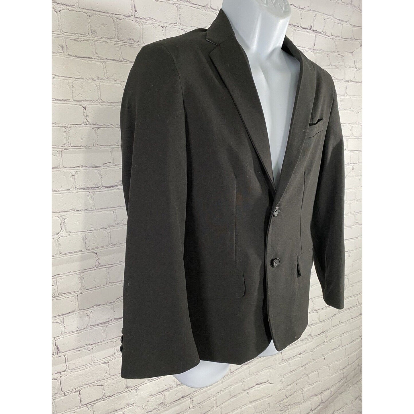 Van Heusen Black Two Button Blazer Notch Lapel Boys Size 14 Husky