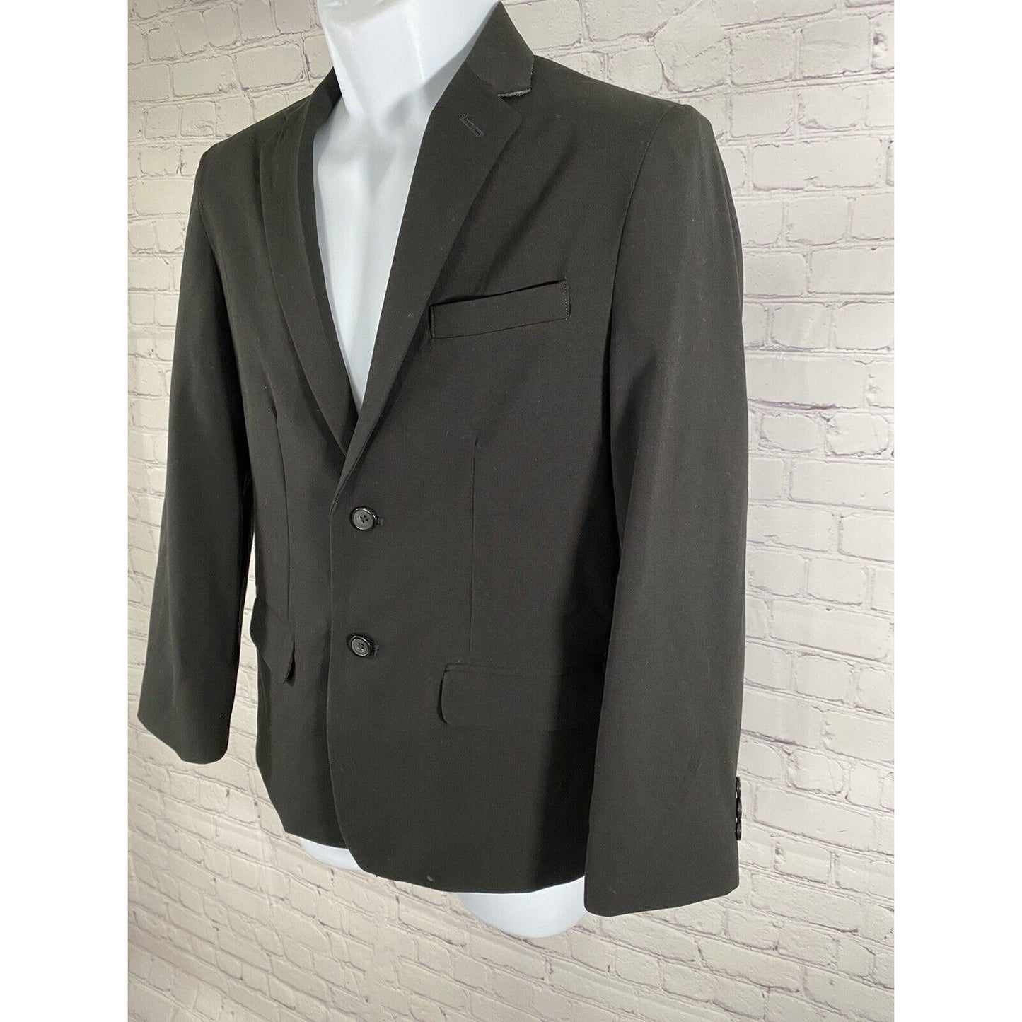 Van Heusen Black Two Button Blazer Notch Lapel Boys Size 14 Husky