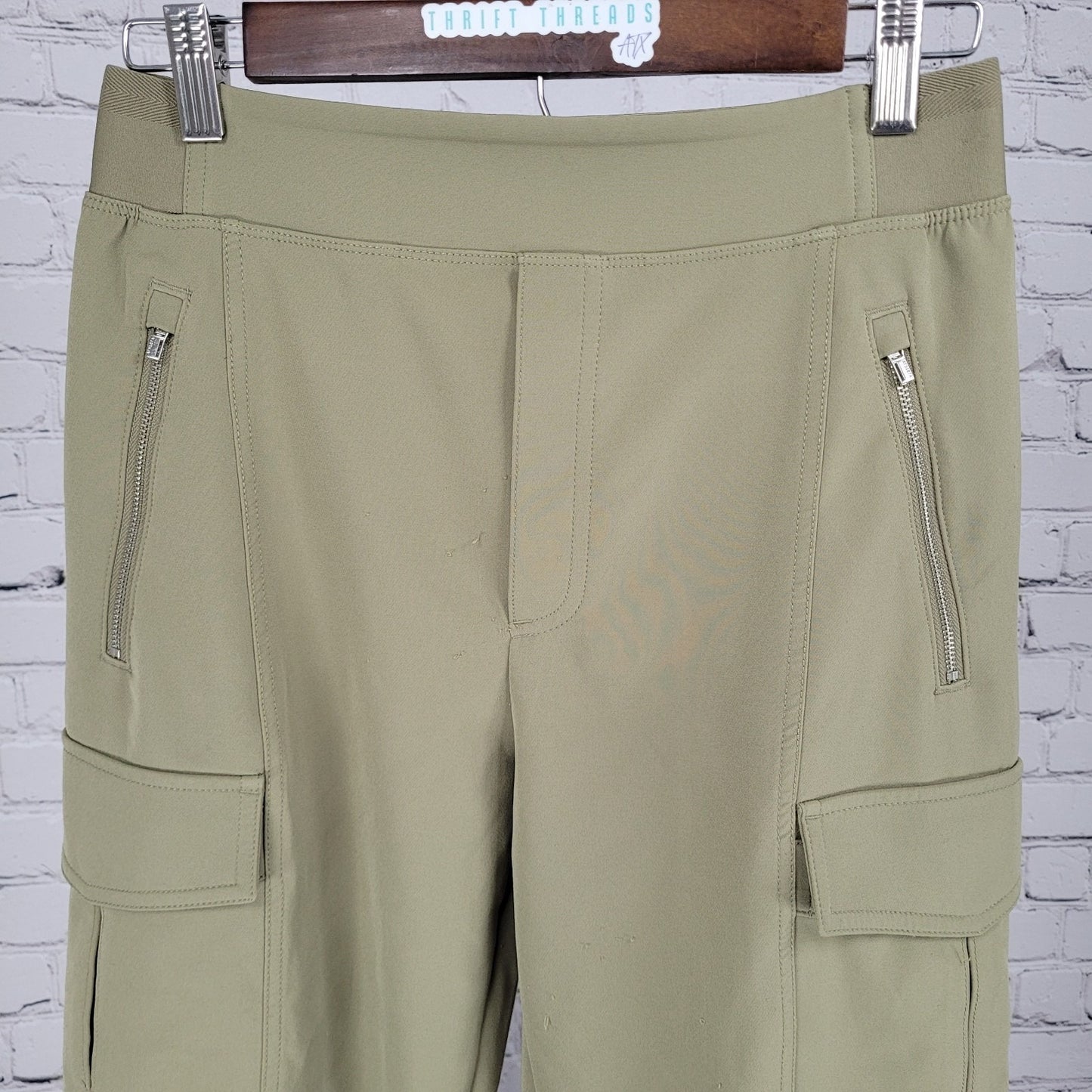Athleta Green Athleisure Stretch High Rise Cargo Pockets Pants Size 4 (26x39)