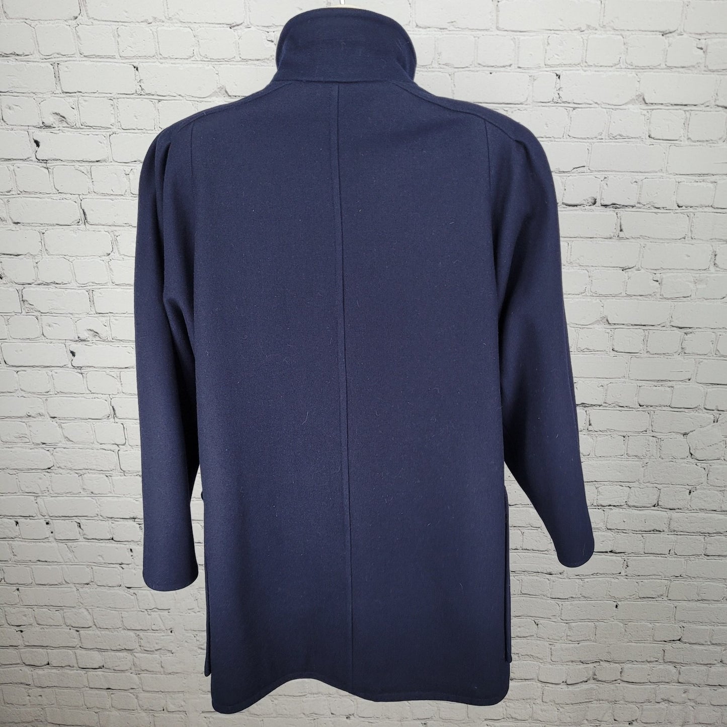 J. Gallery Navy Wool Blend Pockets Collared Buttoned Lined Over Coat Size 11/12