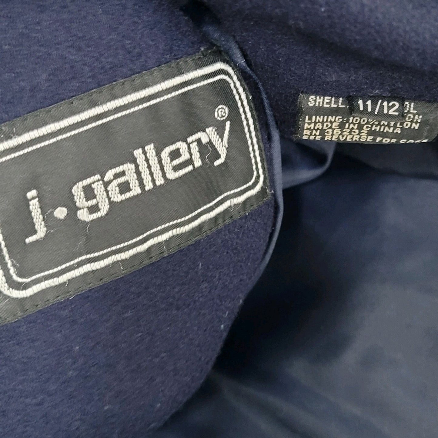J. Gallery Navy Wool Blend Pockets Collared Buttoned Lined Over Coat Size 11/12
