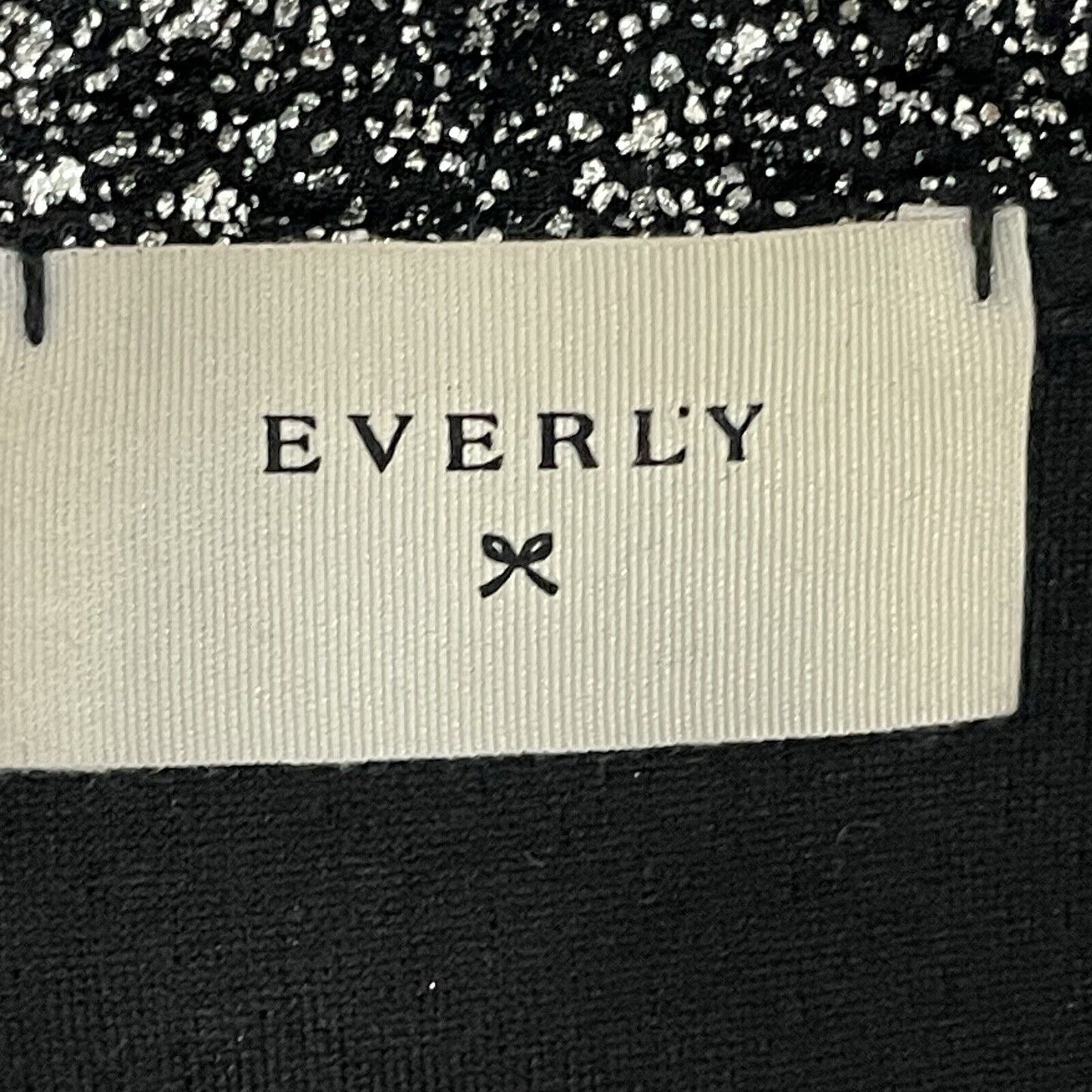 Everly Black Silver Shimmer Lined Stretch Pleated USA Made Dress Size Small S