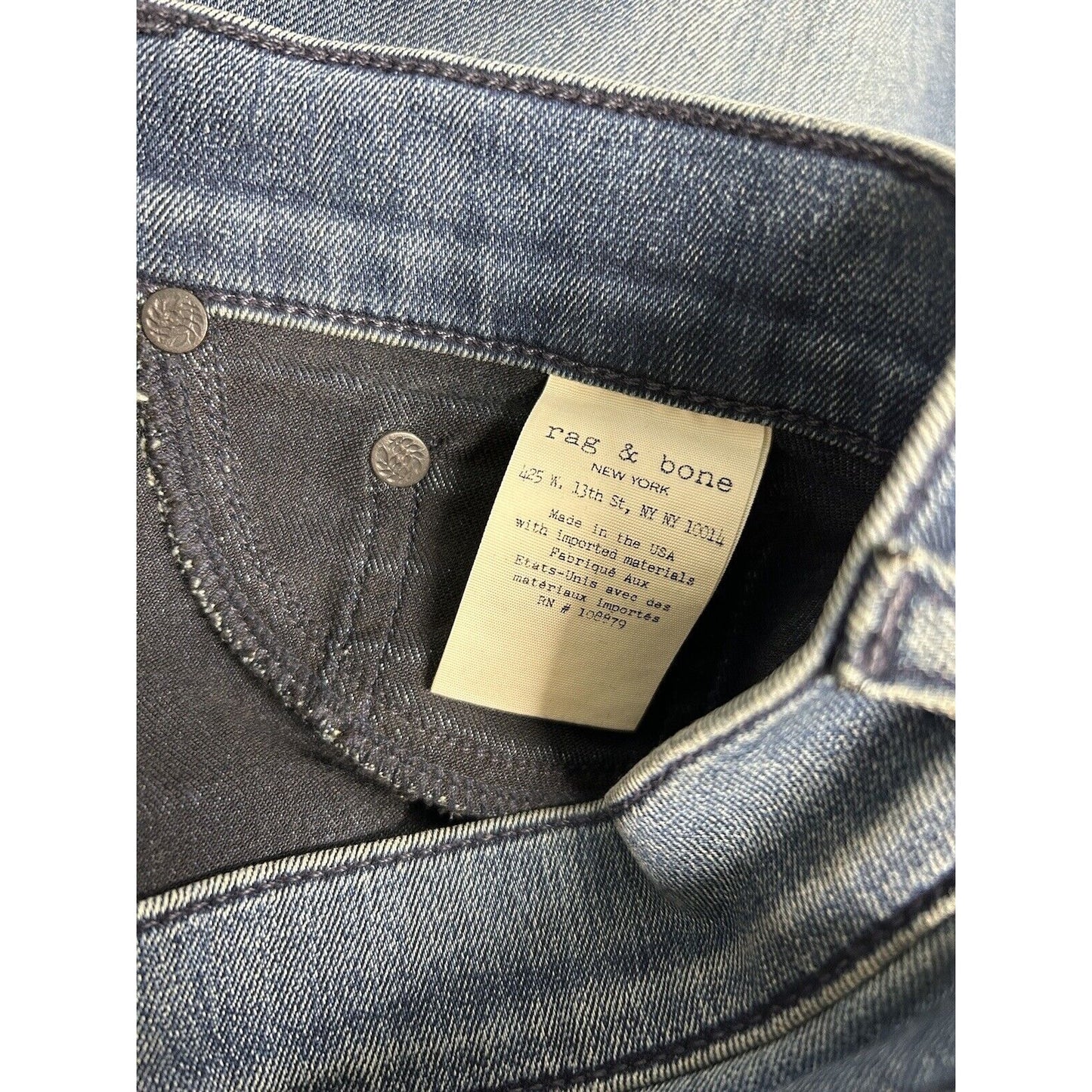 Rag & Bone Blue Medium Wash High Rise Legging Women’s Jeans Size 26 (28 x 31)