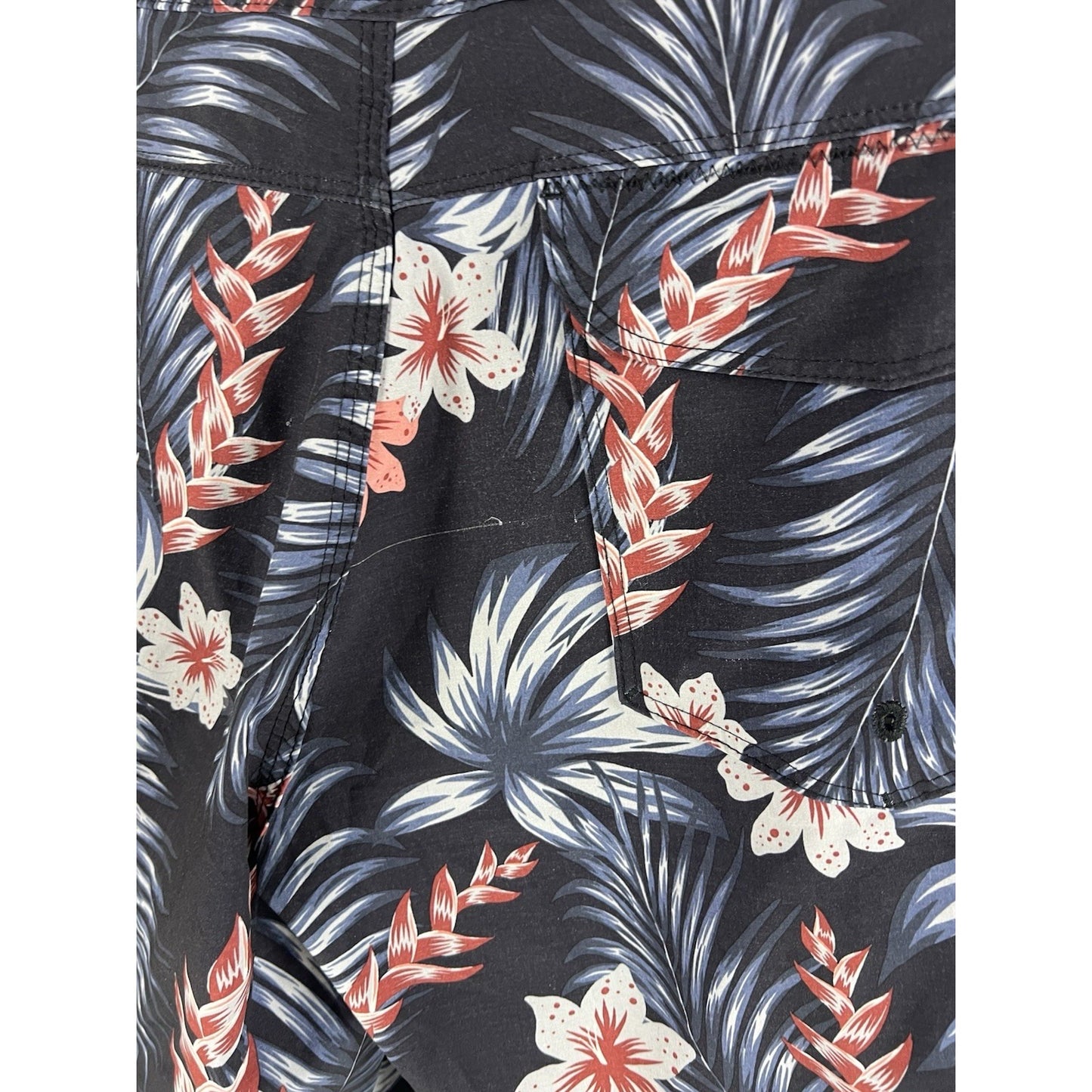 Hurley Blue Floral Pocket Drawstring Board Shorts Swim Trunks Unlined Men’s 28