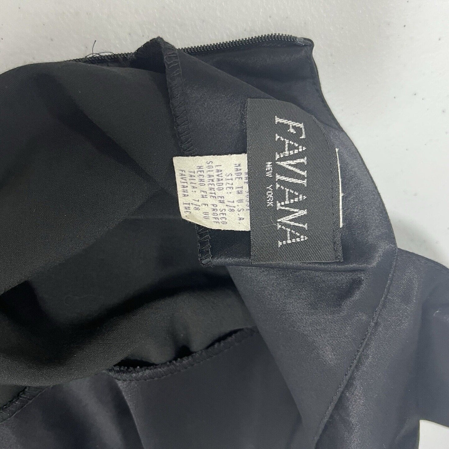 Vintage Faviana Black Glittery High Neck Halter Satin Maxi Dress Gown USA 7/8