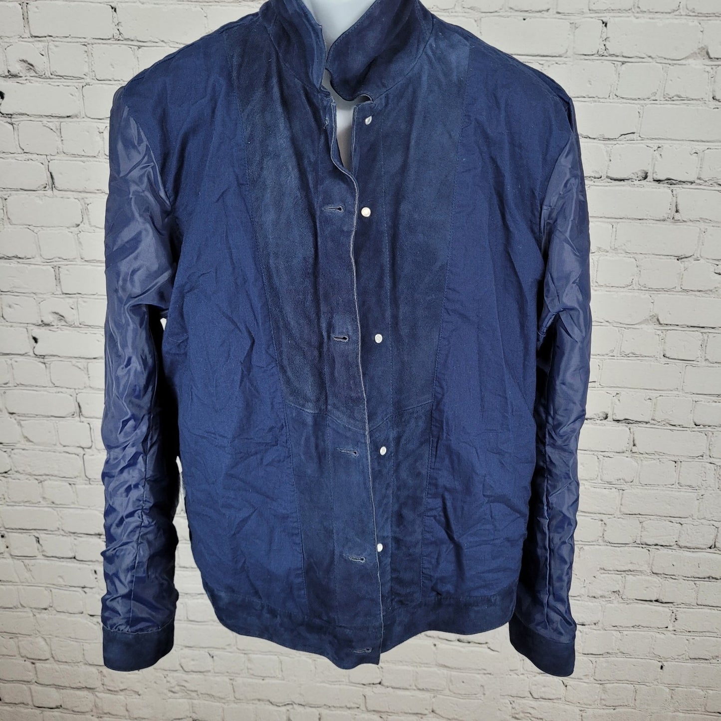 Saks Fifth Avenue Blue Genuine Goatskin Soft Suede Buttoned Jacket Size Large L