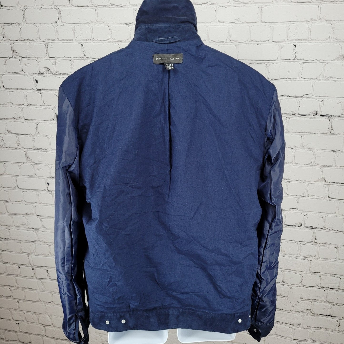 Saks Fifth Avenue Blue Genuine Goatskin Soft Suede Buttoned Jacket Size Large L