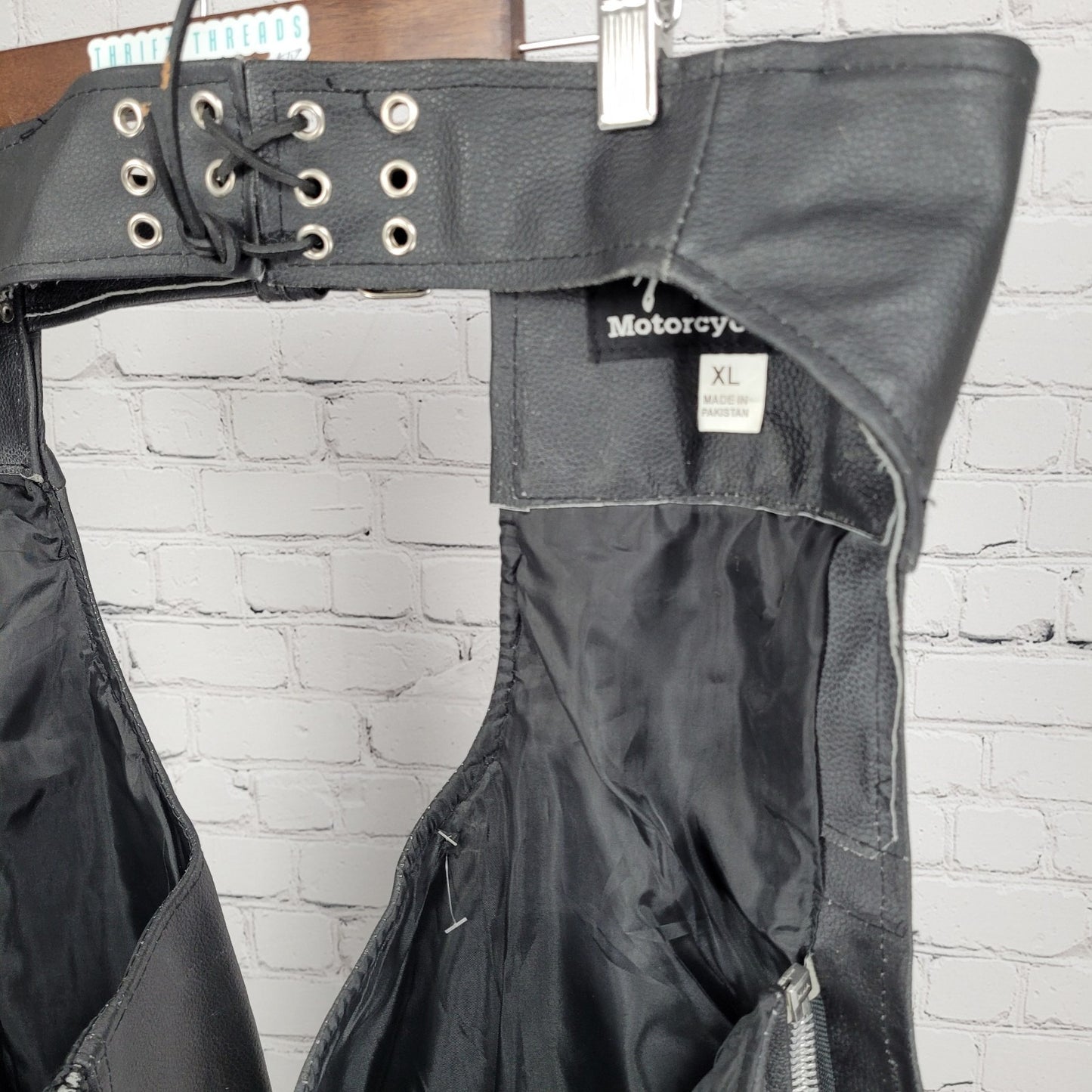 Jafrum Motorcycle Gear Black Belted Adjustable Lined Chaps Biker Pants Size XL