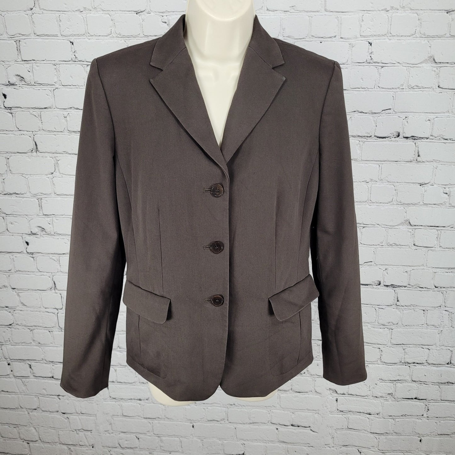 Ann Taylor Brown Cotton Blend Stretch Buttoned Notch Blazer Suit Jacket Size 8P