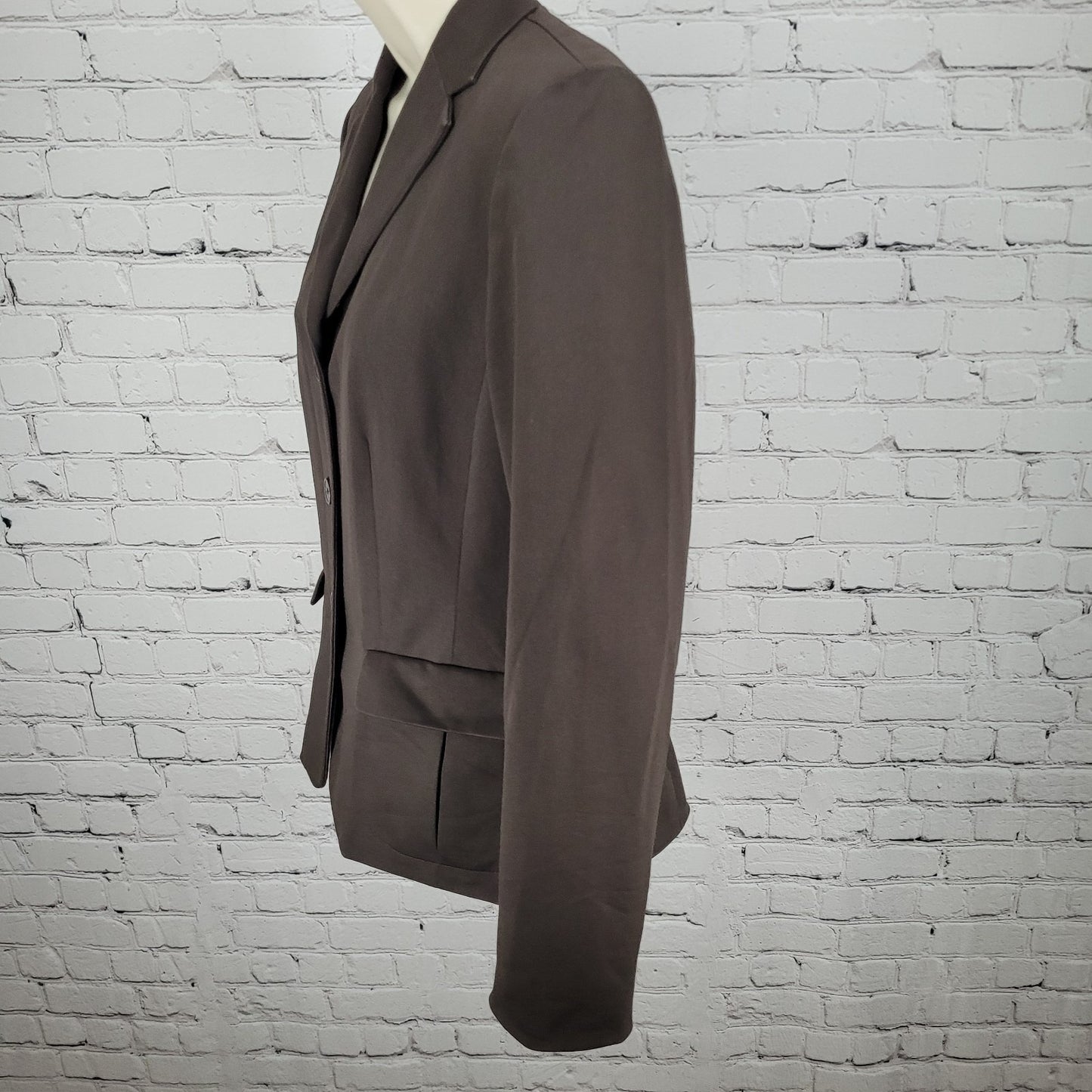 Ann Taylor Brown Cotton Blend Stretch Buttoned Notch Blazer Suit Jacket Size 8P