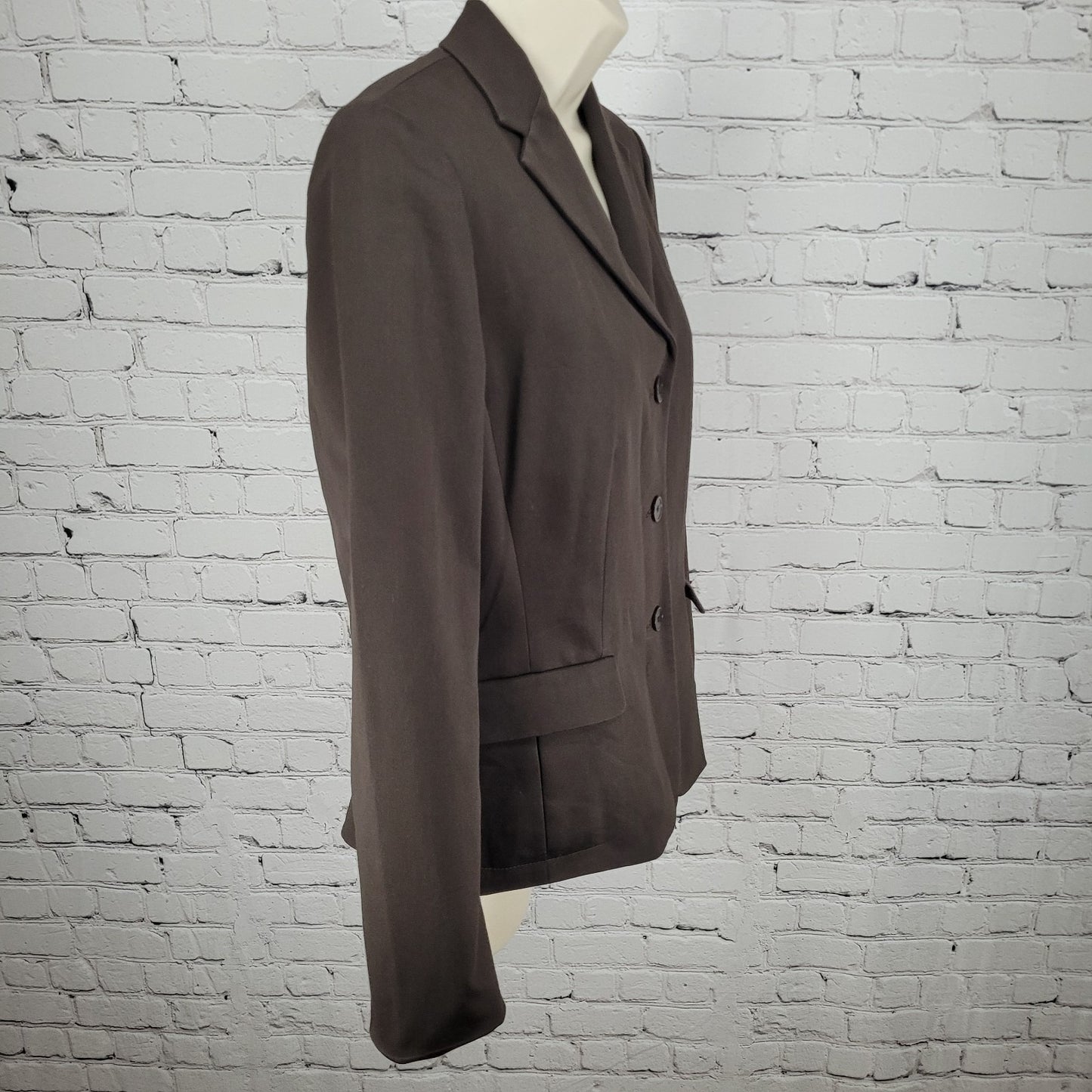 Ann Taylor Brown Cotton Blend Stretch Buttoned Notch Blazer Suit Jacket Size 8P