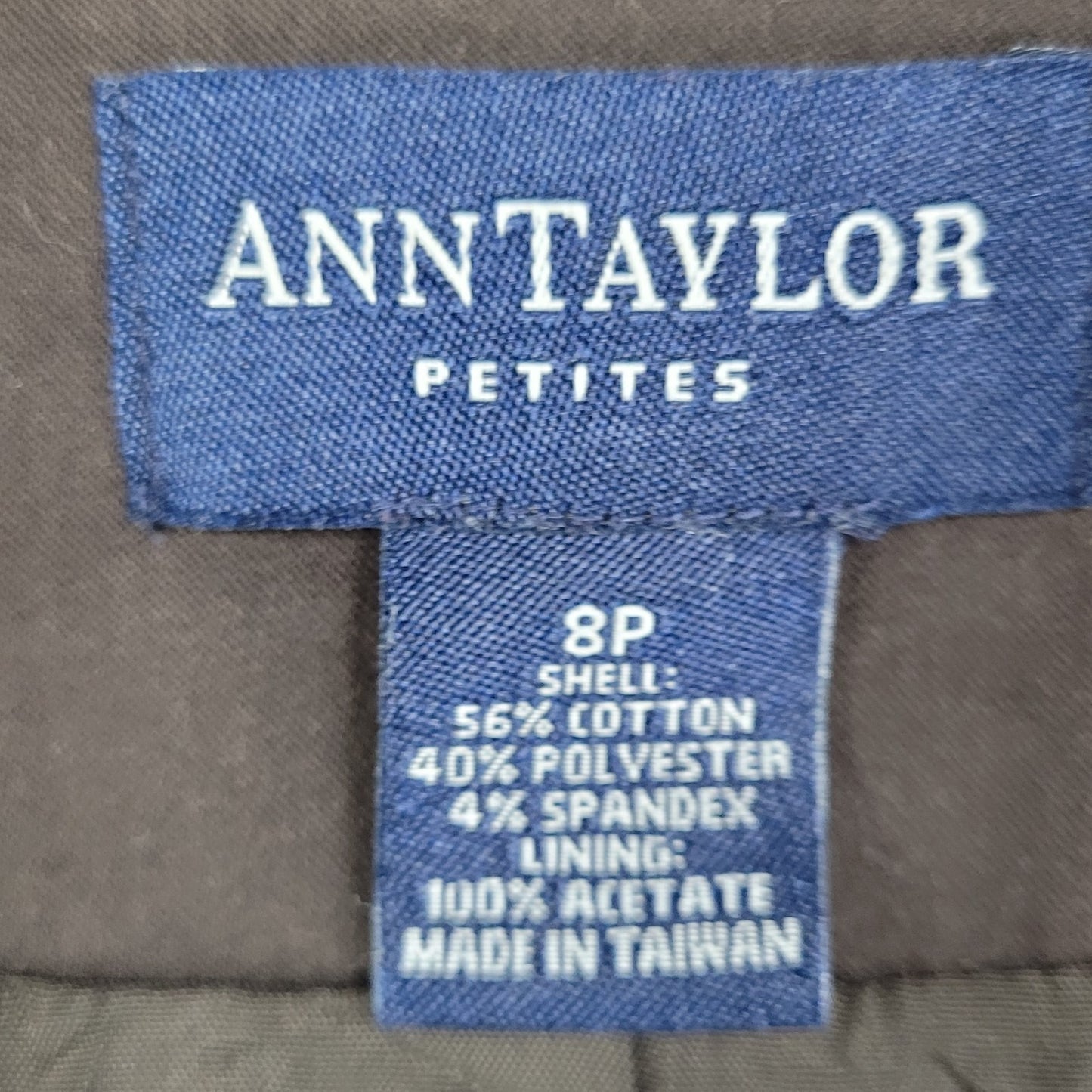 Ann Taylor Brown Cotton Blend Stretch Buttoned Notch Blazer Suit Jacket Size 8P