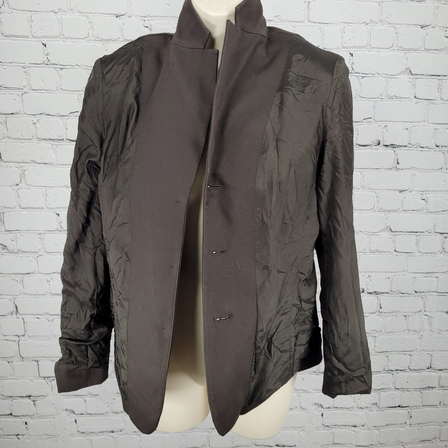 Ann Taylor Brown Cotton Blend Stretch Buttoned Notch Blazer Suit Jacket Size 8P
