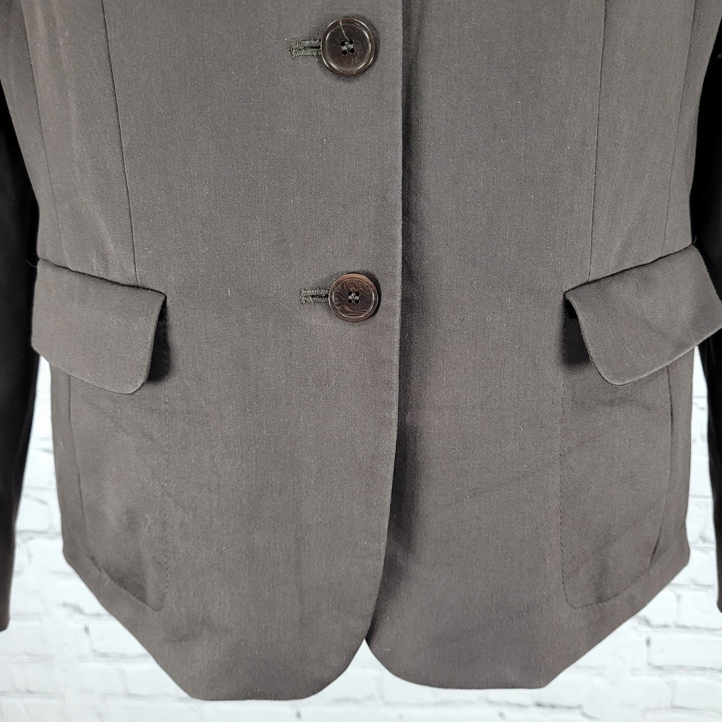 Ann Taylor Brown Cotton Blend Stretch Buttoned Notch Blazer Suit Jacket Size 8P