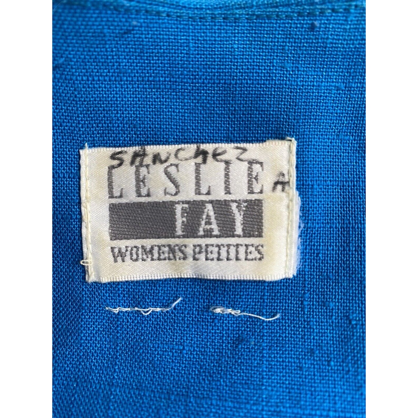 VTG Leslie Fay Blue Black Embroidered Button Up Tunic Blouse Women’s PXL
