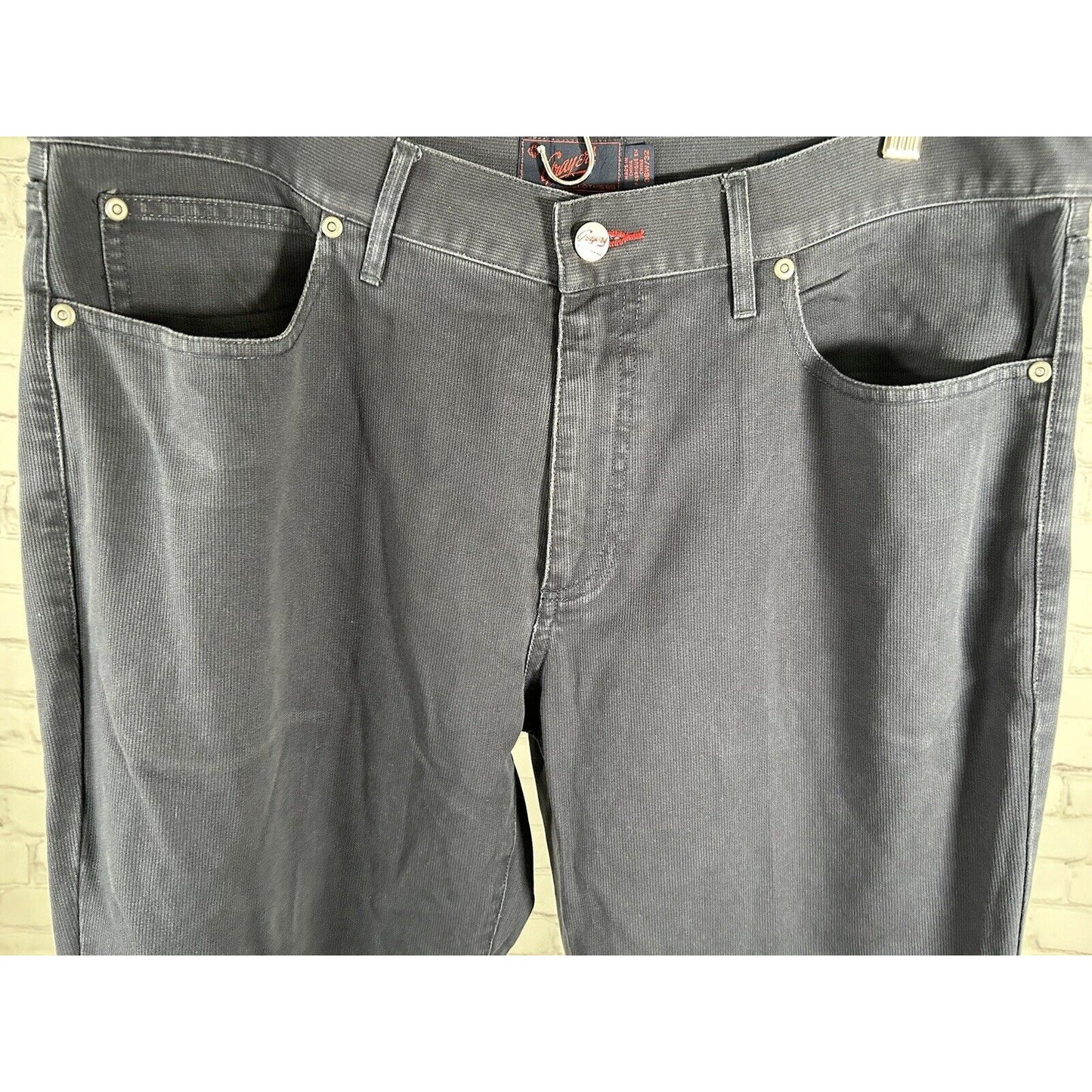 Grayers Clothiers Dark Blue Cotton Straight Leg Mid Rise Men’s Pants (36 x 32)