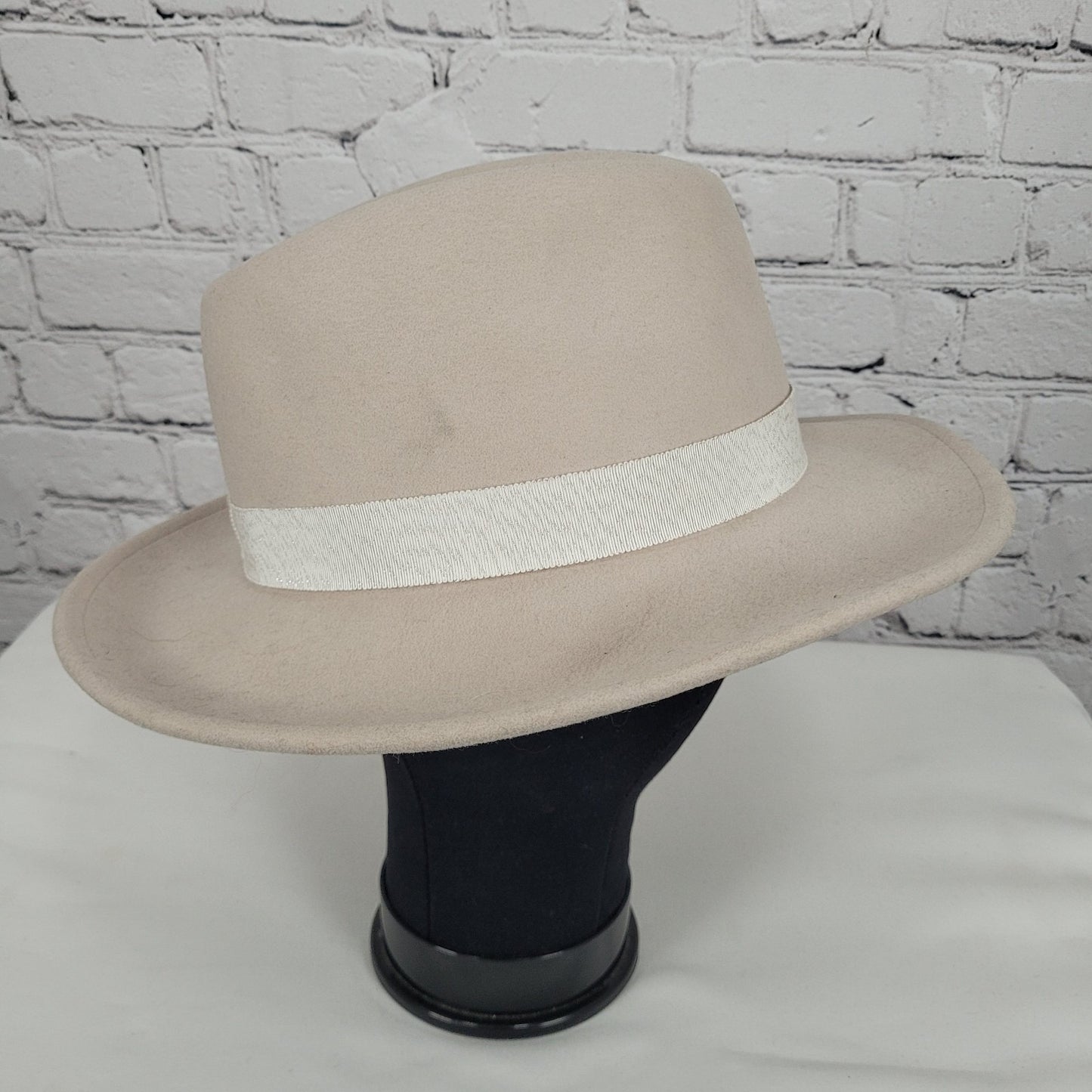 Yestadt Millinery Beige Felt Wide Brim Foldable Packable Lightweight Fedora Hat