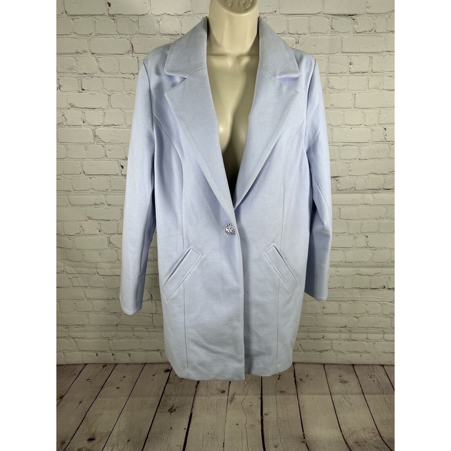 Chico’s Periwinkle Single Button Single Breasted Women’s Overcoat Size 8/10