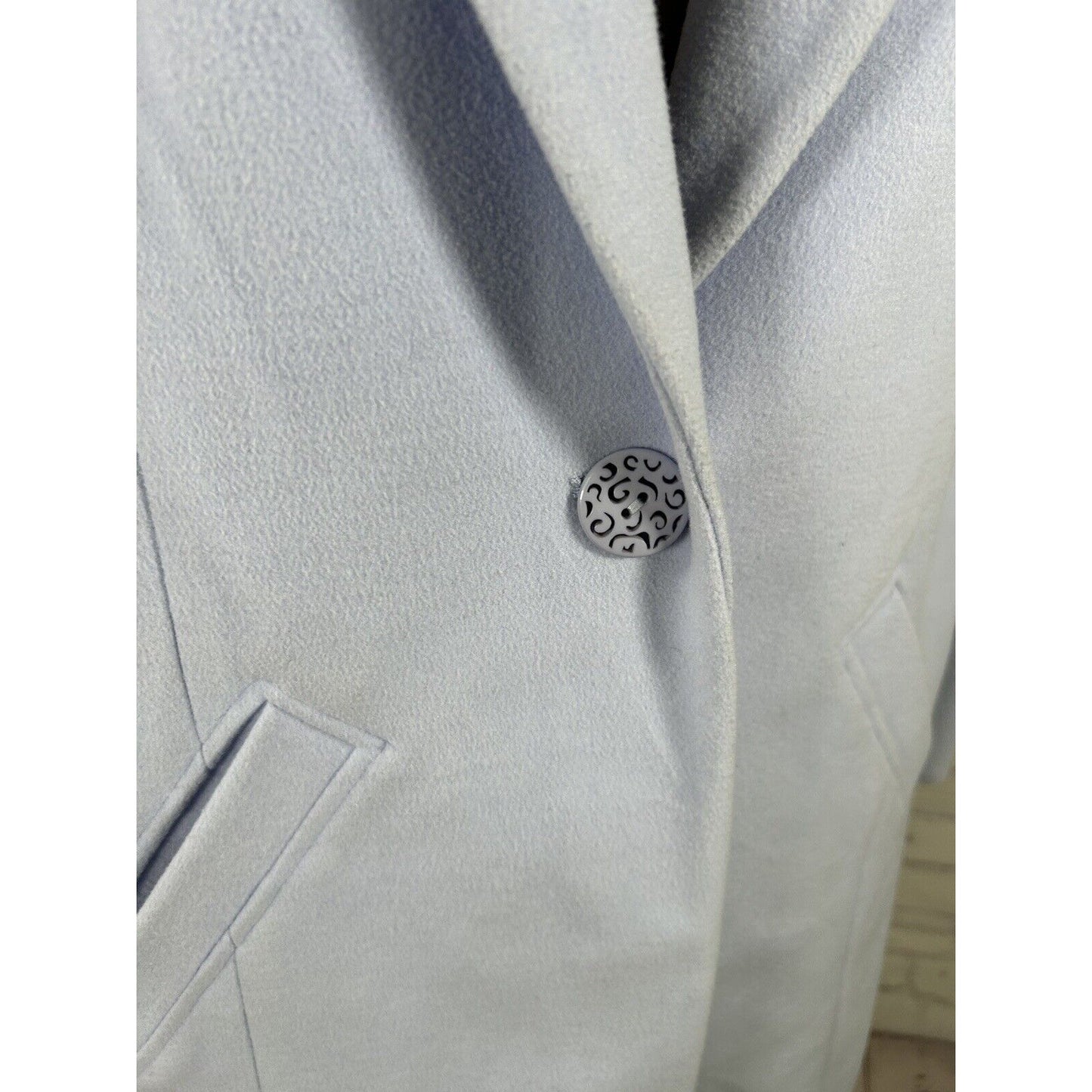 Chico’s Periwinkle Single Button Single Breasted Women’s Overcoat Size 8/10