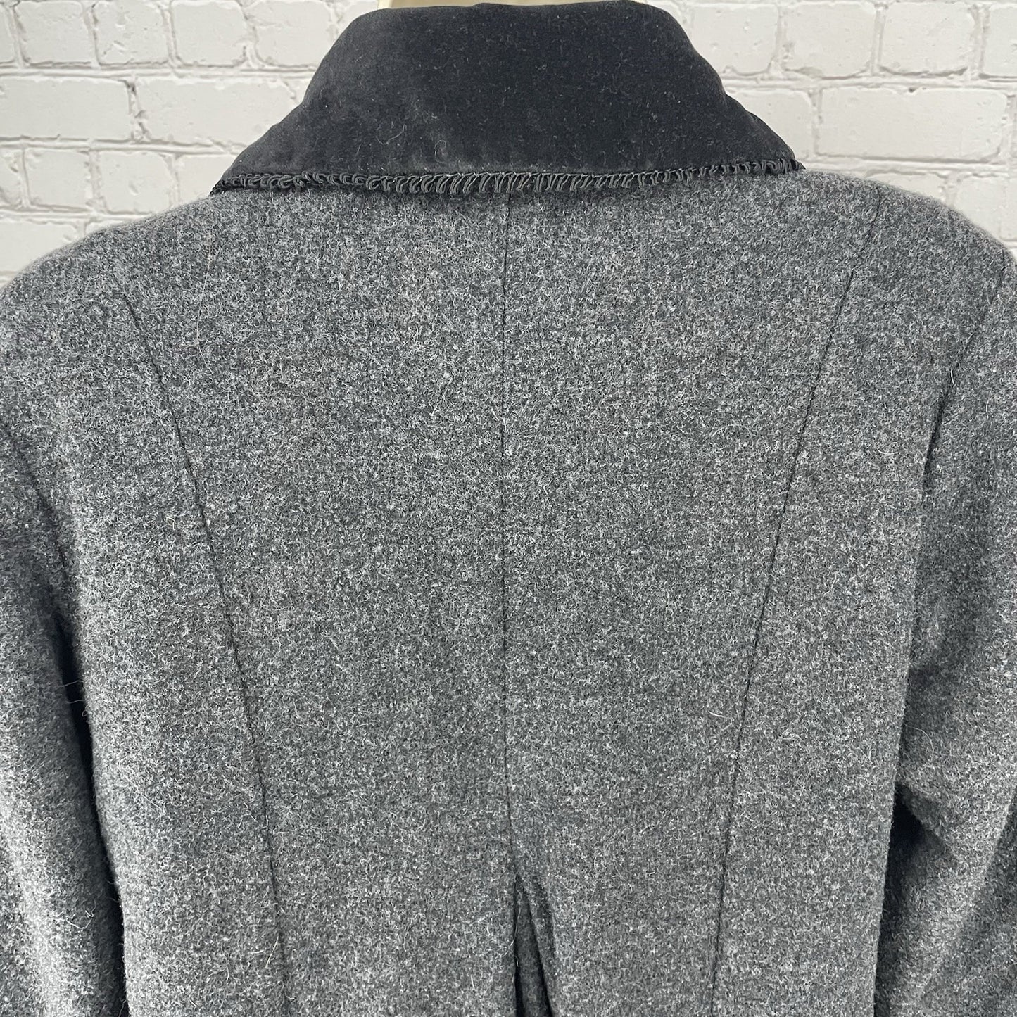 VTG London Fog Grey 100% Wool Pleated Double Breasted Button Lined Pea Coat 14