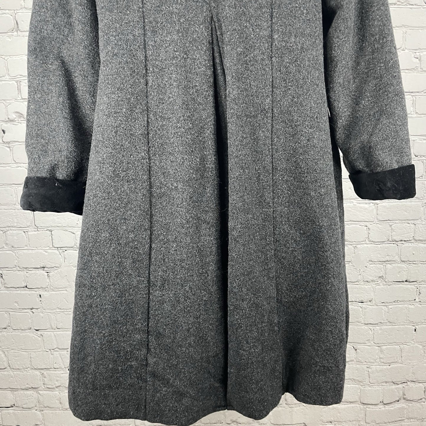 VTG London Fog Grey 100% Wool Pleated Double Breasted Button Lined Pea Coat 14