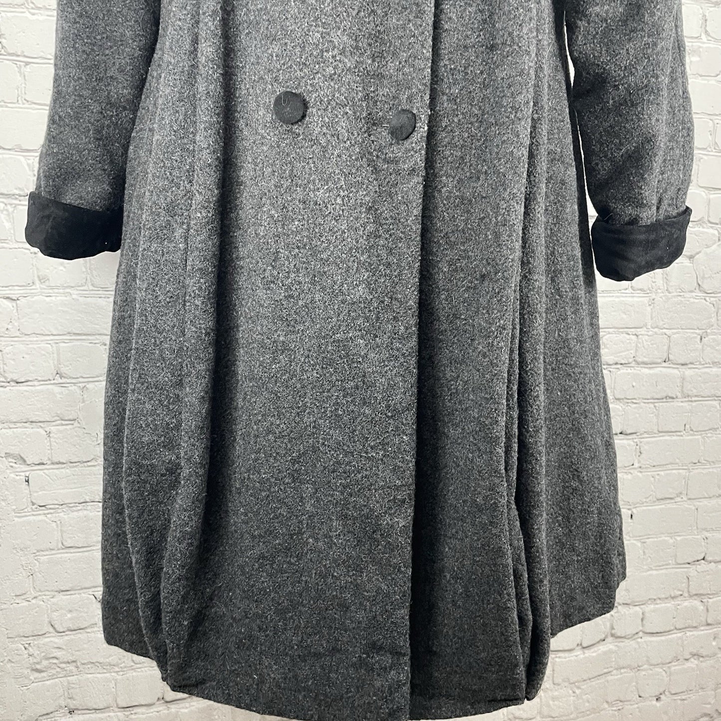 VTG London Fog Grey 100% Wool Pleated Double Breasted Button Lined Pea Coat 14