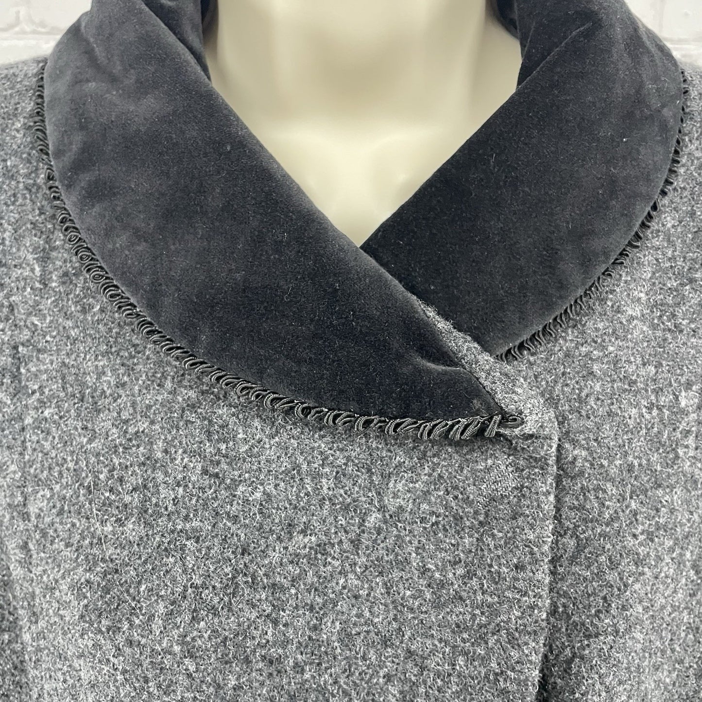 VTG London Fog Grey 100% Wool Pleated Double Breasted Button Lined Pea Coat 14