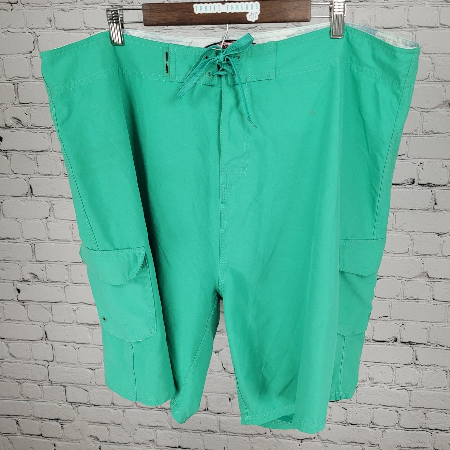 Ron Jon Surf Shop Green Cargo Lightweight Board Shorts Swim Trunks Size (42x9)