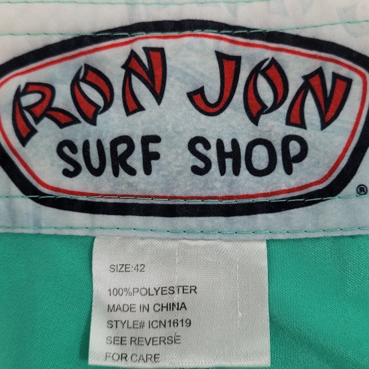 Ron Jon Surf Shop Green Cargo Lightweight Board Shorts Swim Trunks Size (42x9)