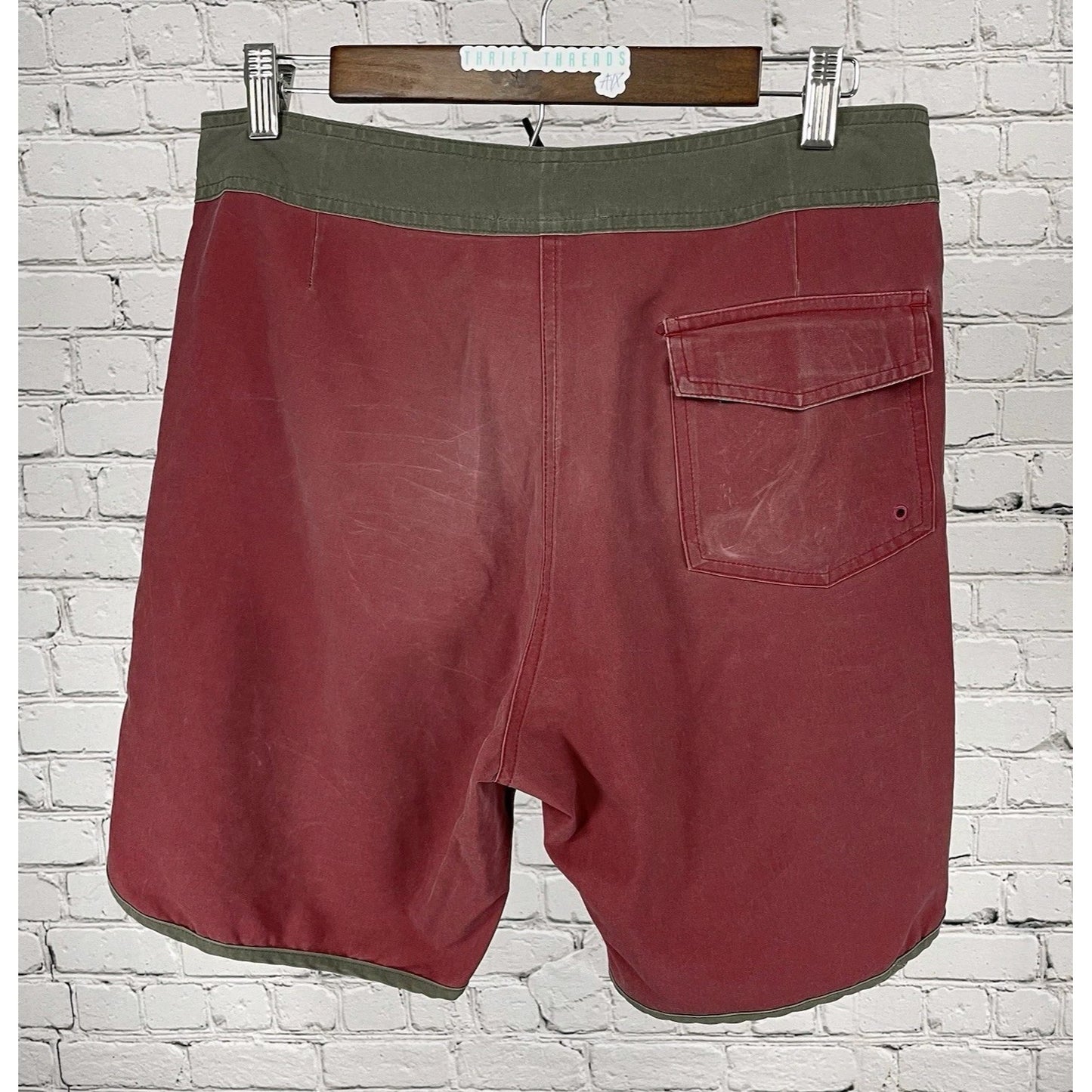 South Coast Surf Muted Red Board Shorts Swim Trunks Stretch Pocket Size 33
