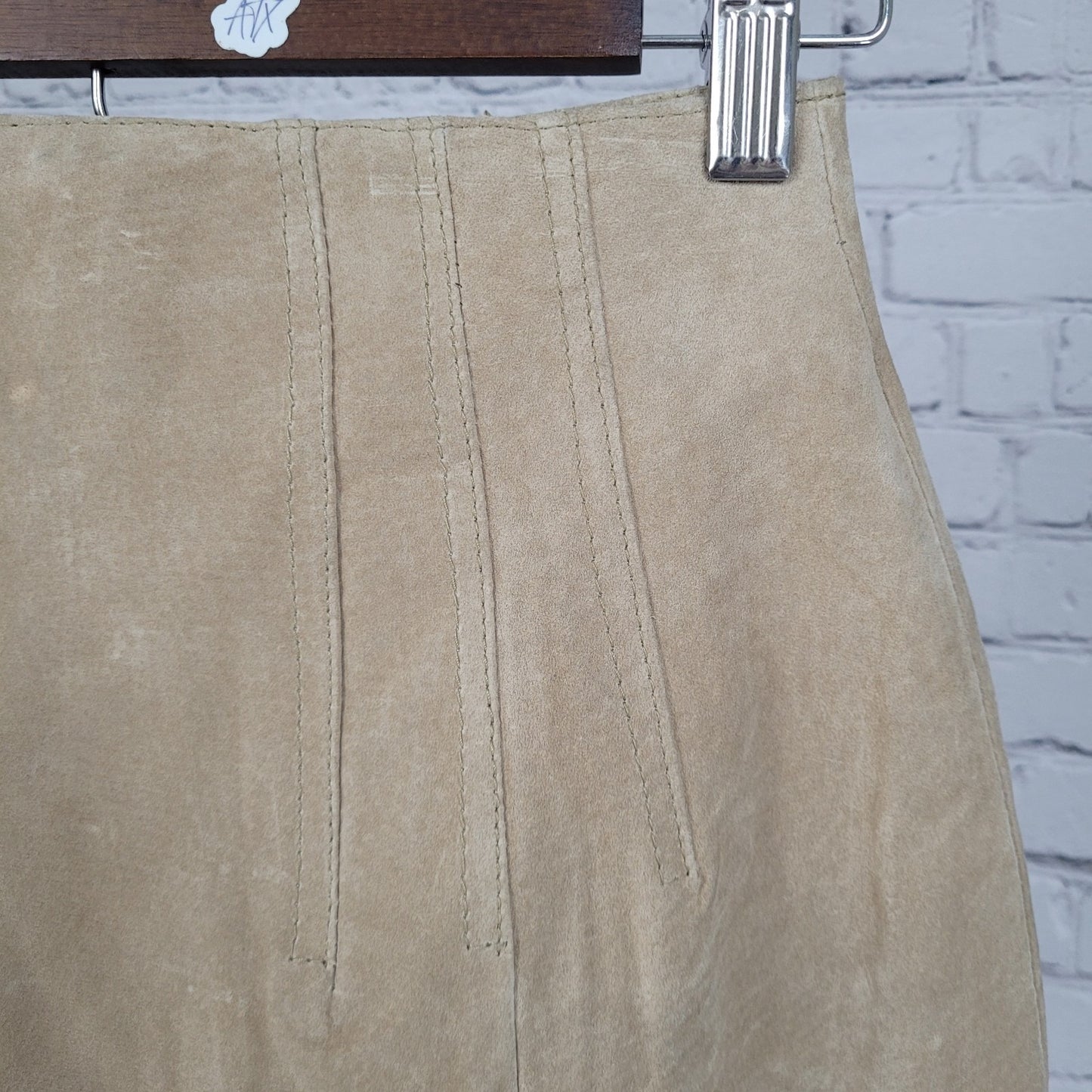 Express Compagnie Internationale Tan Genuine Suede Mini Skirt Size 5/6 (25x18.5)