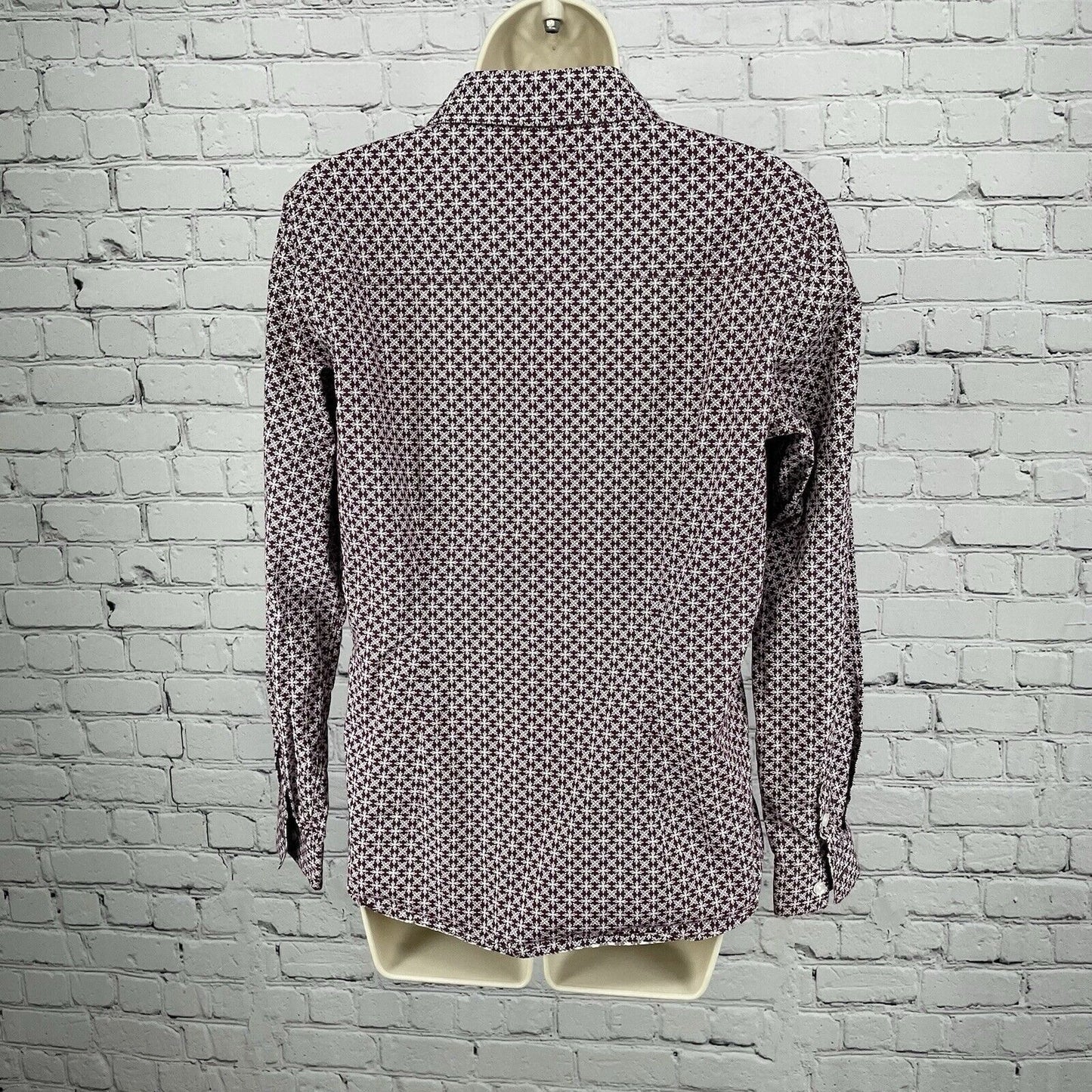 Panhandle Dark Red Cotton Print Button Up Long Sleeve Collared Size Medium M