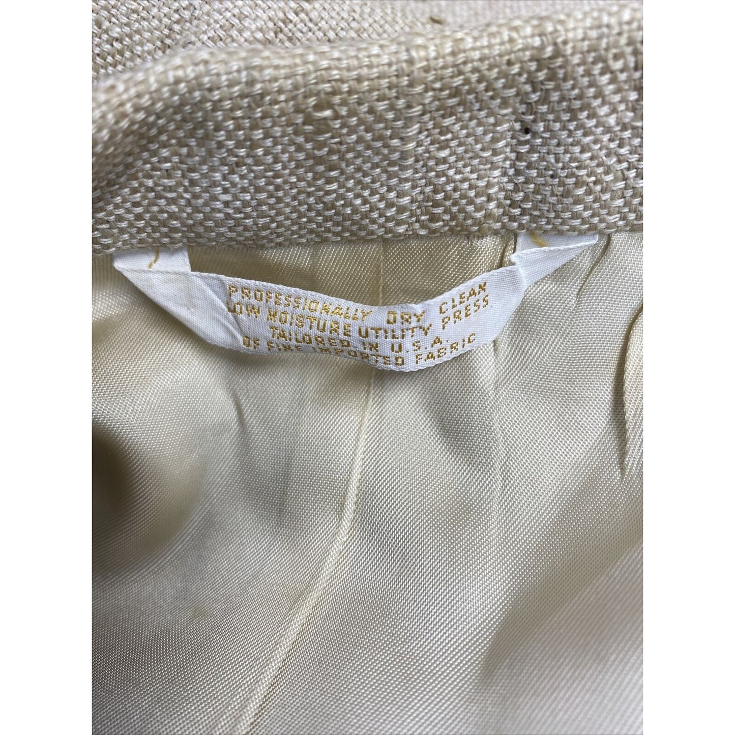 Vintage Merritt Schaefer & Brown Woven Tan 100% Pure Silk Blazer Men’s 46R