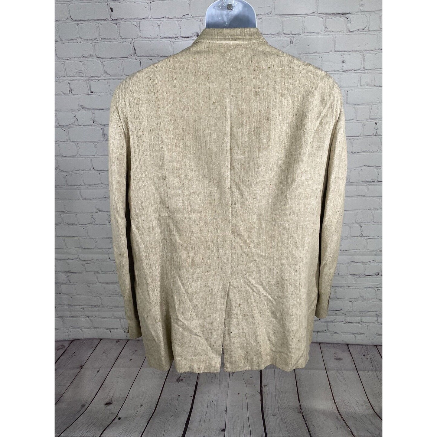 Vintage Merritt Schaefer & Brown Woven Tan 100% Pure Silk Blazer Men’s 46R