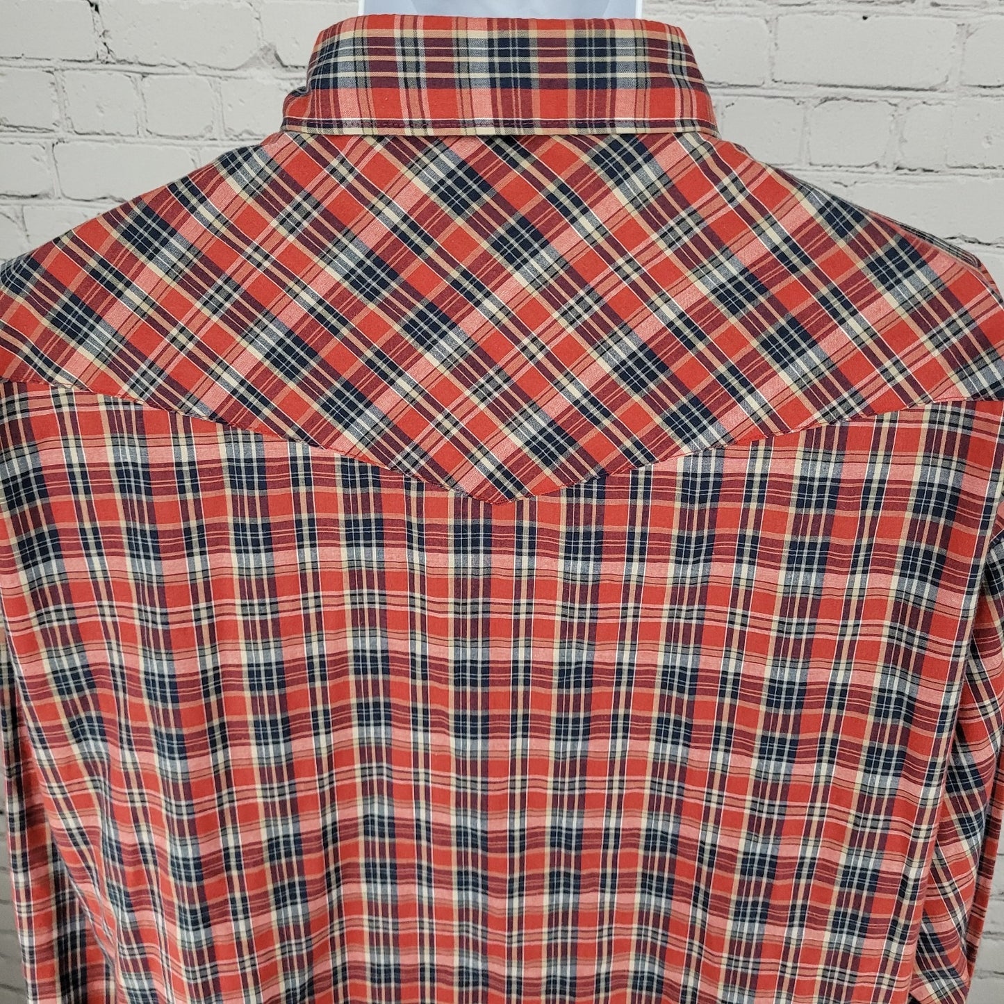 VTG Wrangler Red Plaid Western Pearl Snap Long Sleeve Lightweight Shirt Size XXL