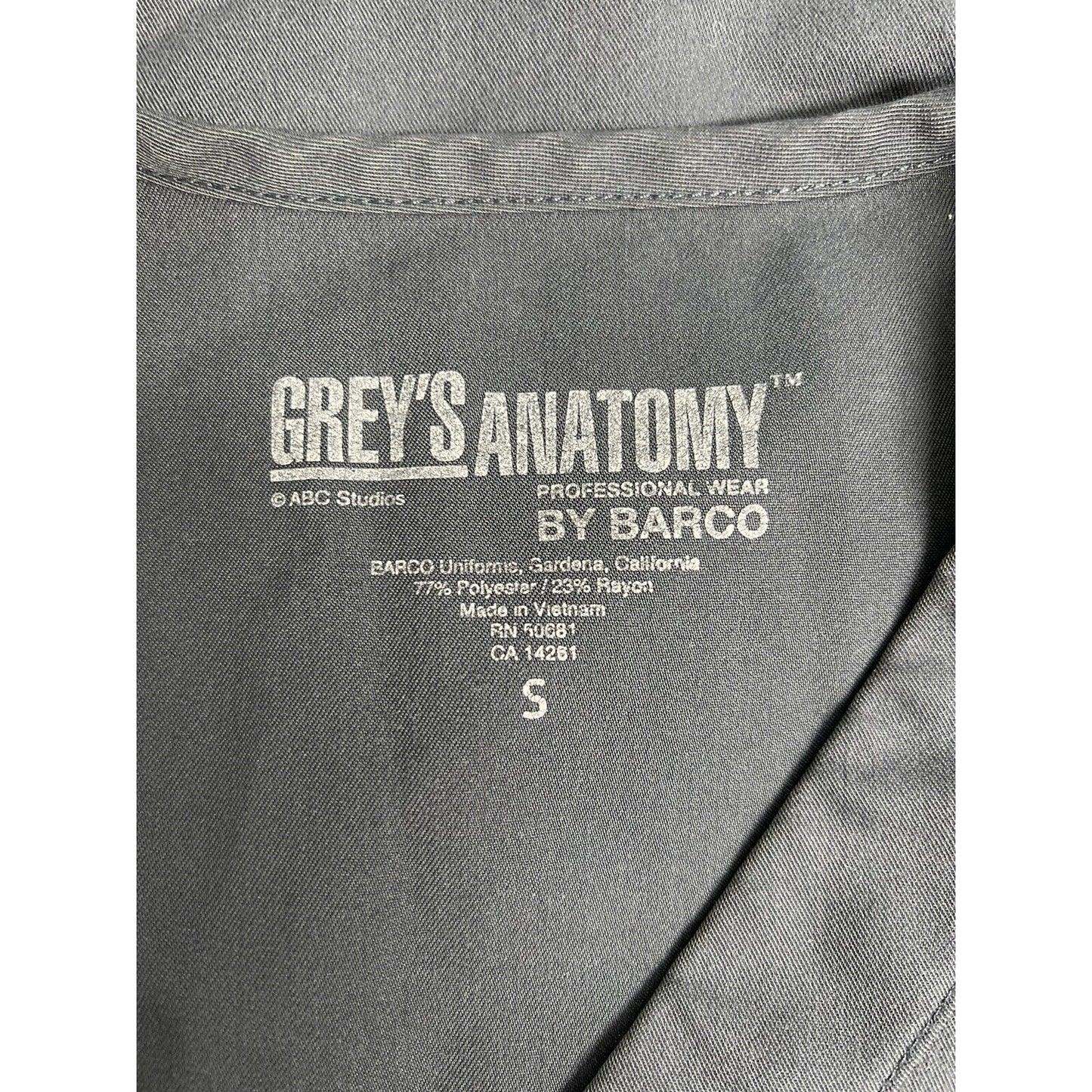 Grey's Anatomy Barco Scrub Top Adjustable Gray Short Sleeve Shirt Women’s Small