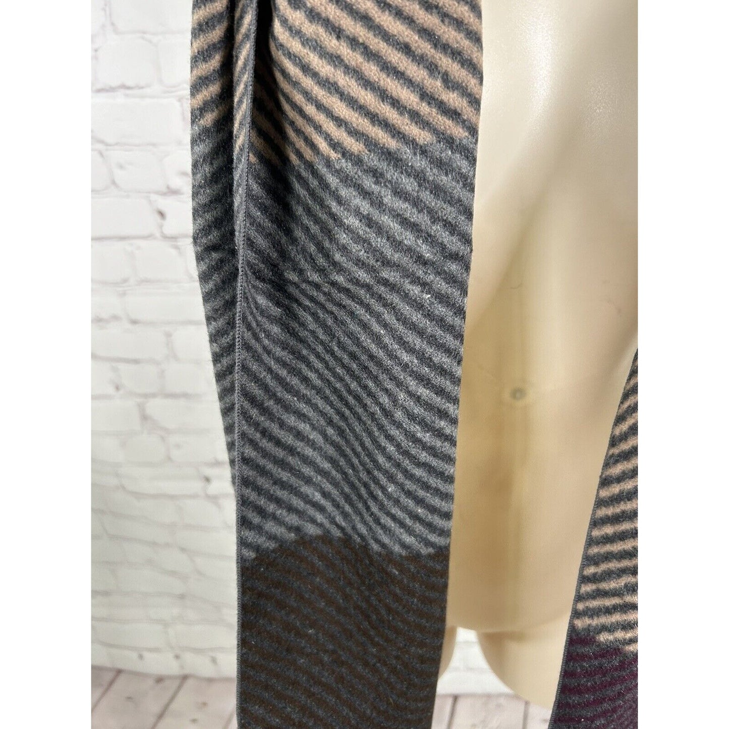 Enrico Milano 100% Silk Striped Multicolored Fringe Rectangle Scarf (62 x 12.5)