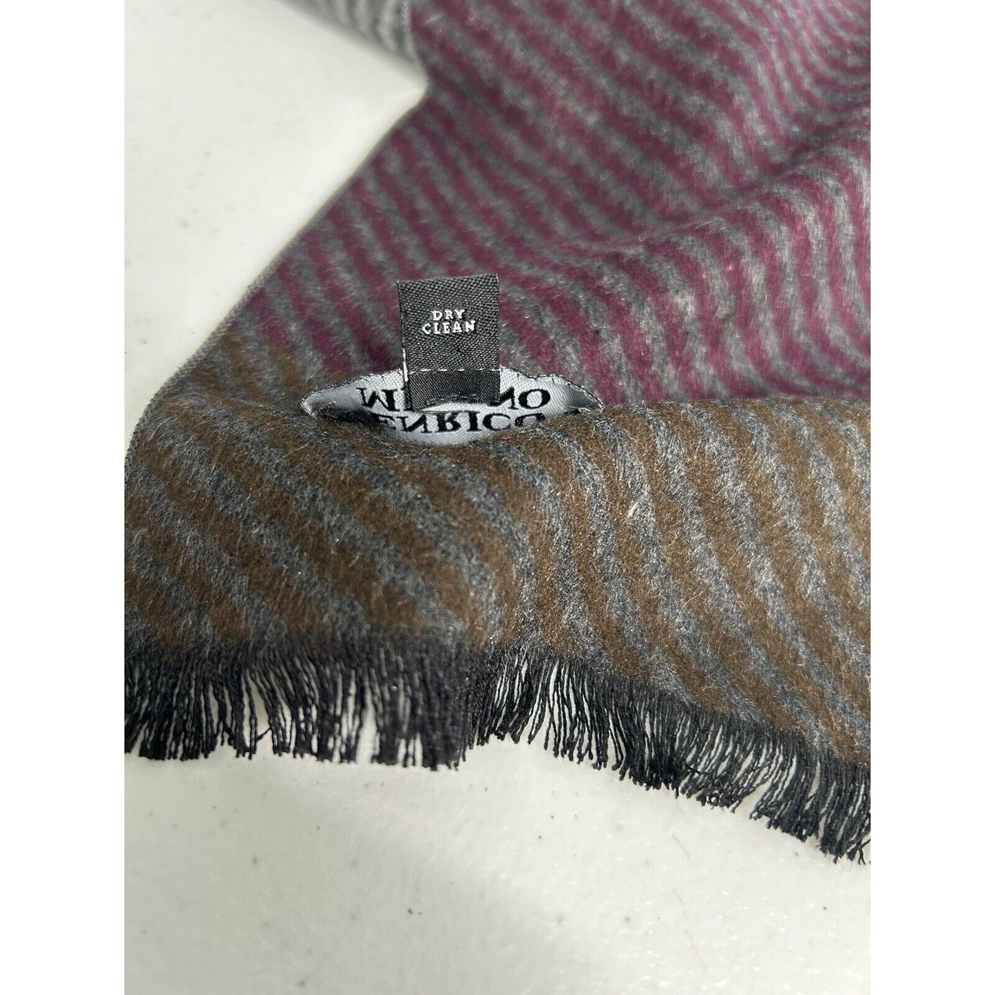 Enrico Milano 100% Silk Striped Multicolored Fringe Rectangle Scarf (62 x 12.5)