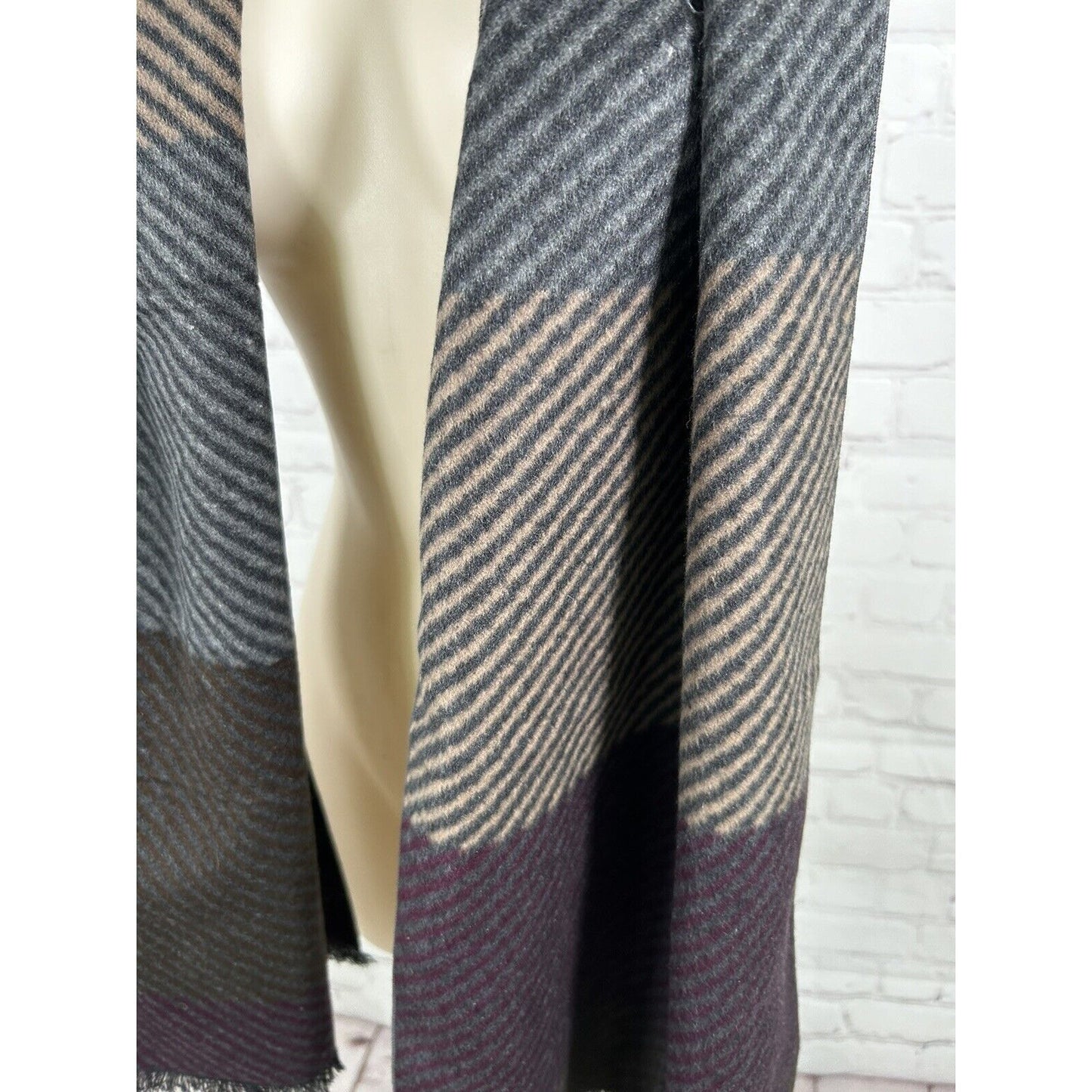 Enrico Milano 100% Silk Striped Multicolored Fringe Rectangle Scarf (62 x 12.5)