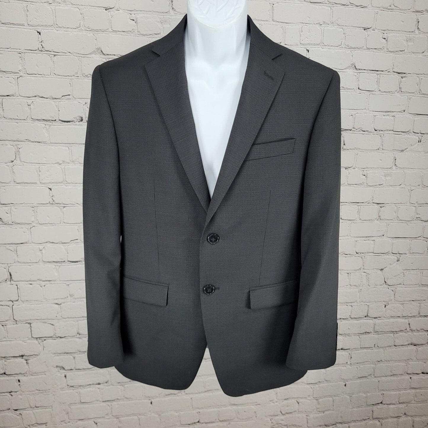 Calvin Klein Black 100% Wool 2 Button Double Vented Notch Blazer Size 36S