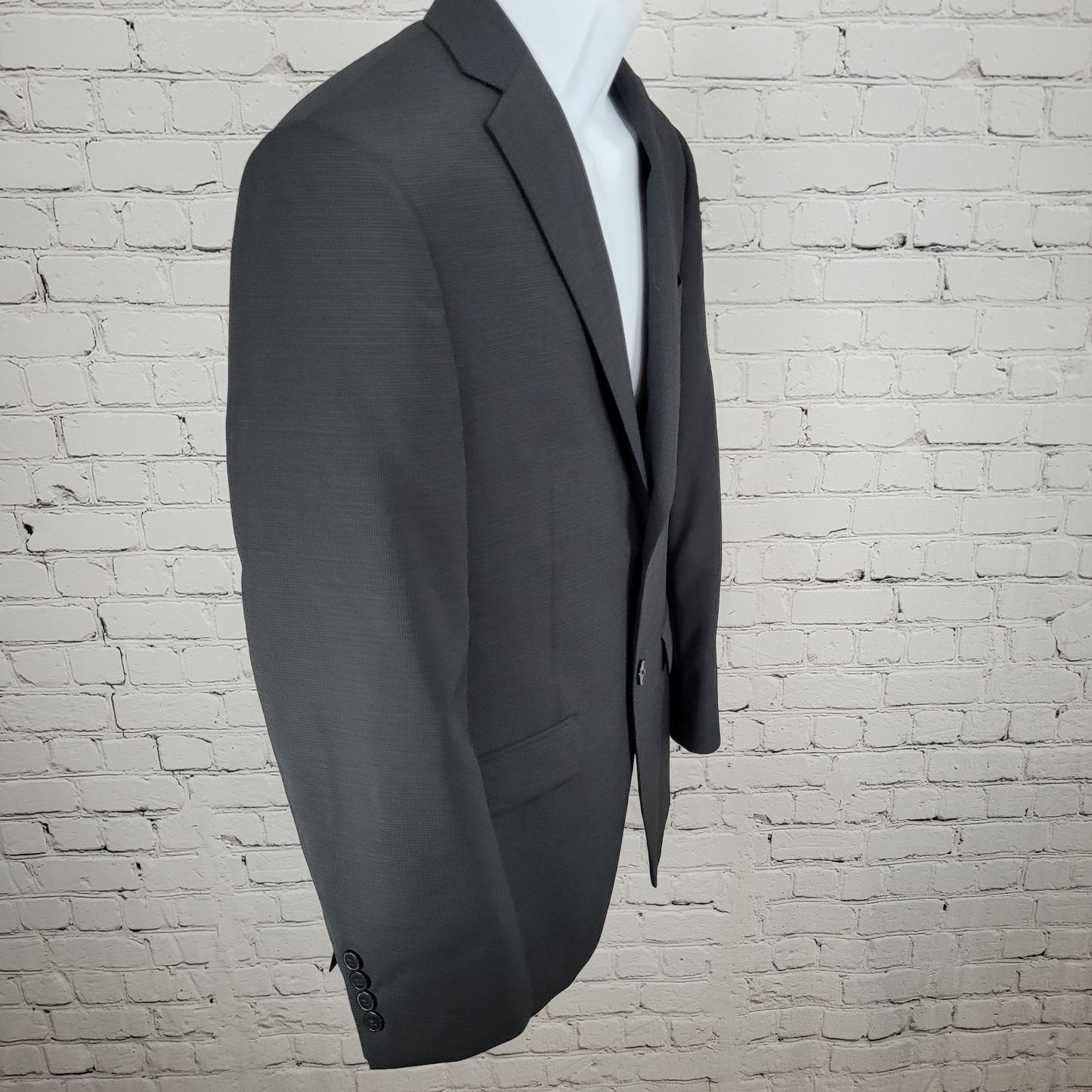 Calvin Klein Black 100% Wool 2 Button Double Vented Notch Blazer Size 36S