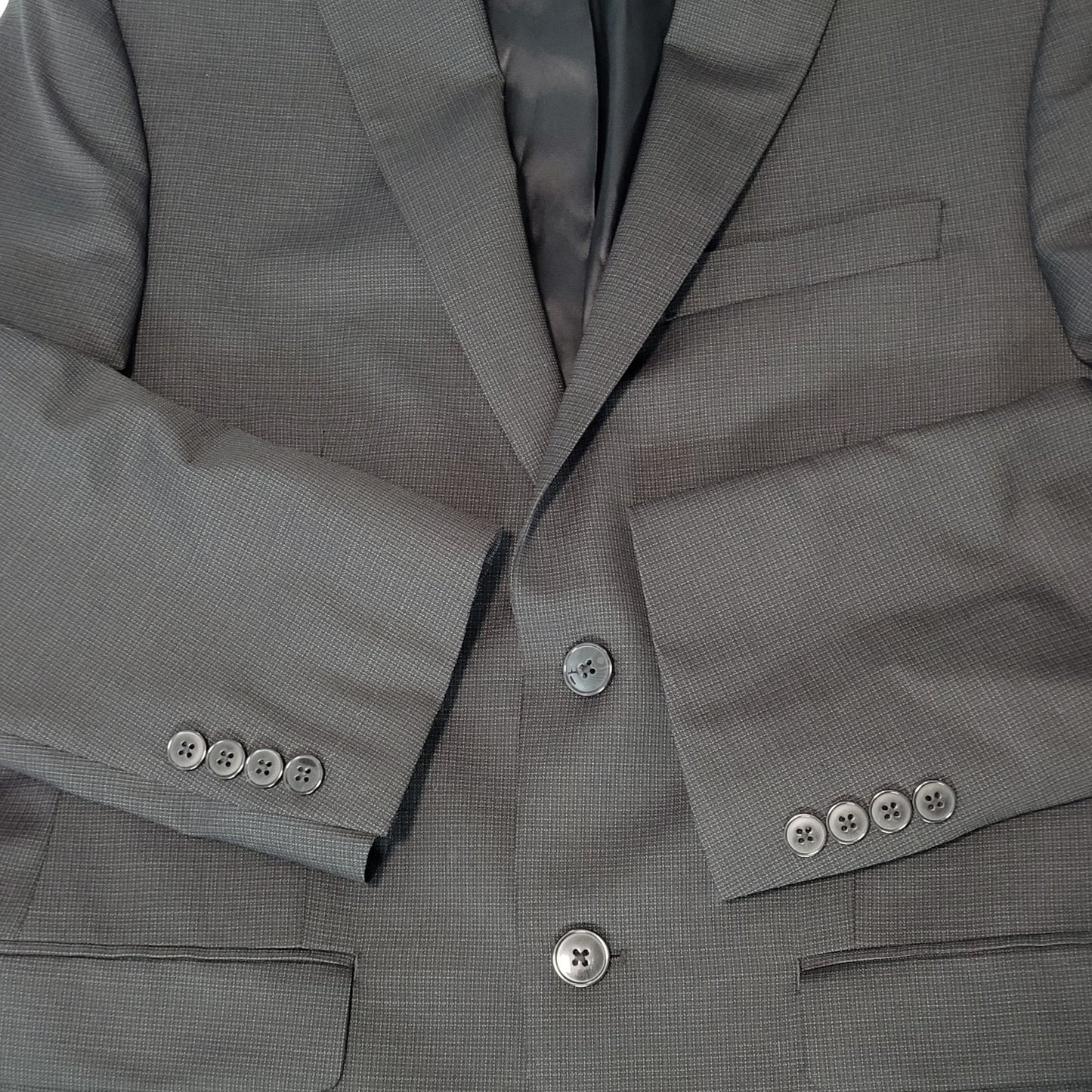 Calvin Klein Black 100% Wool 2 Button Double Vented Notch Blazer Size 36S