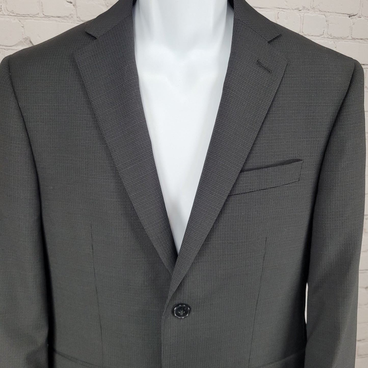 Calvin Klein Black 100% Wool 2 Button Double Vented Notch Blazer Size 36S