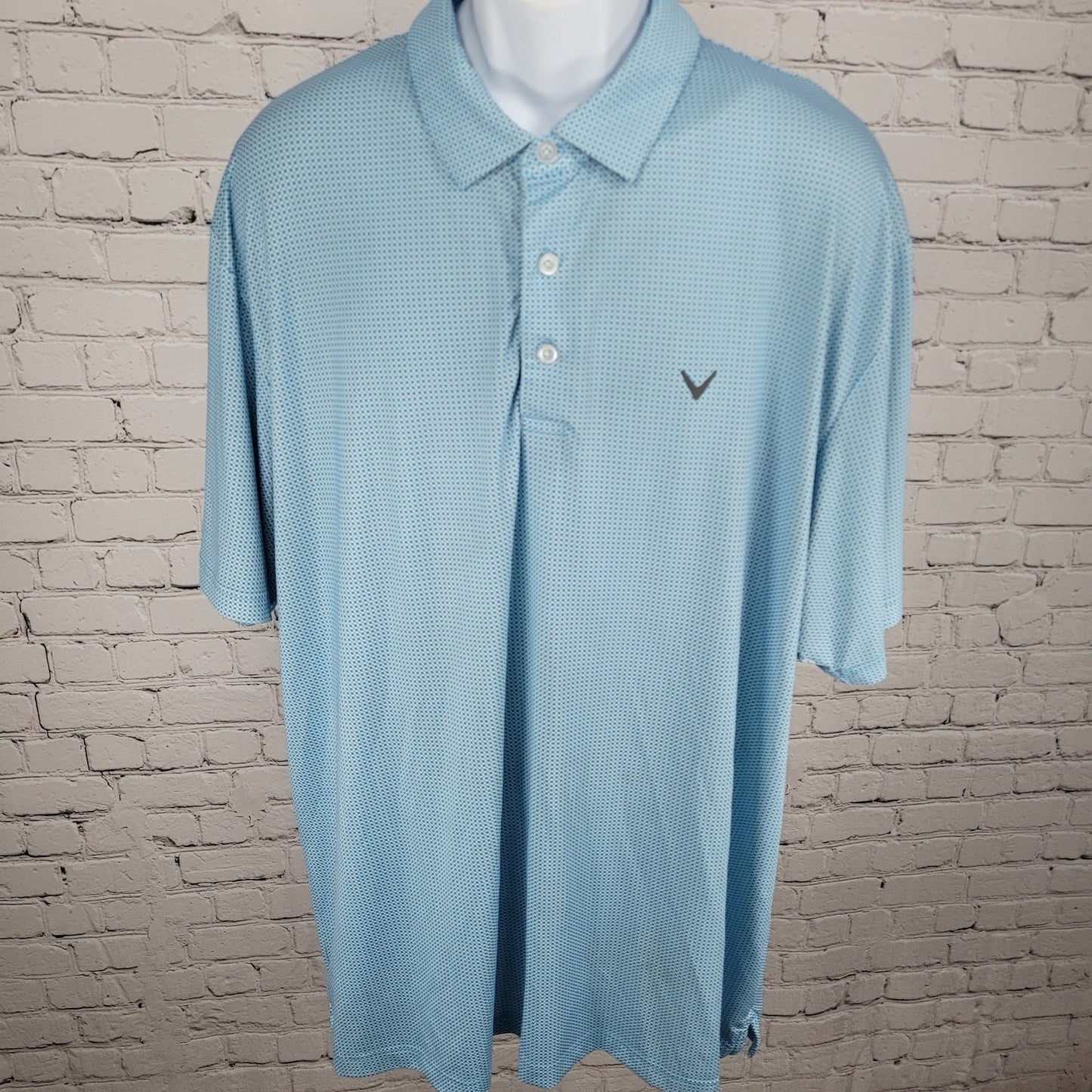 Callaway Blue Geometric Opti-Dri Stretch Golf Short Sleeve Polo Shirt Size XXL