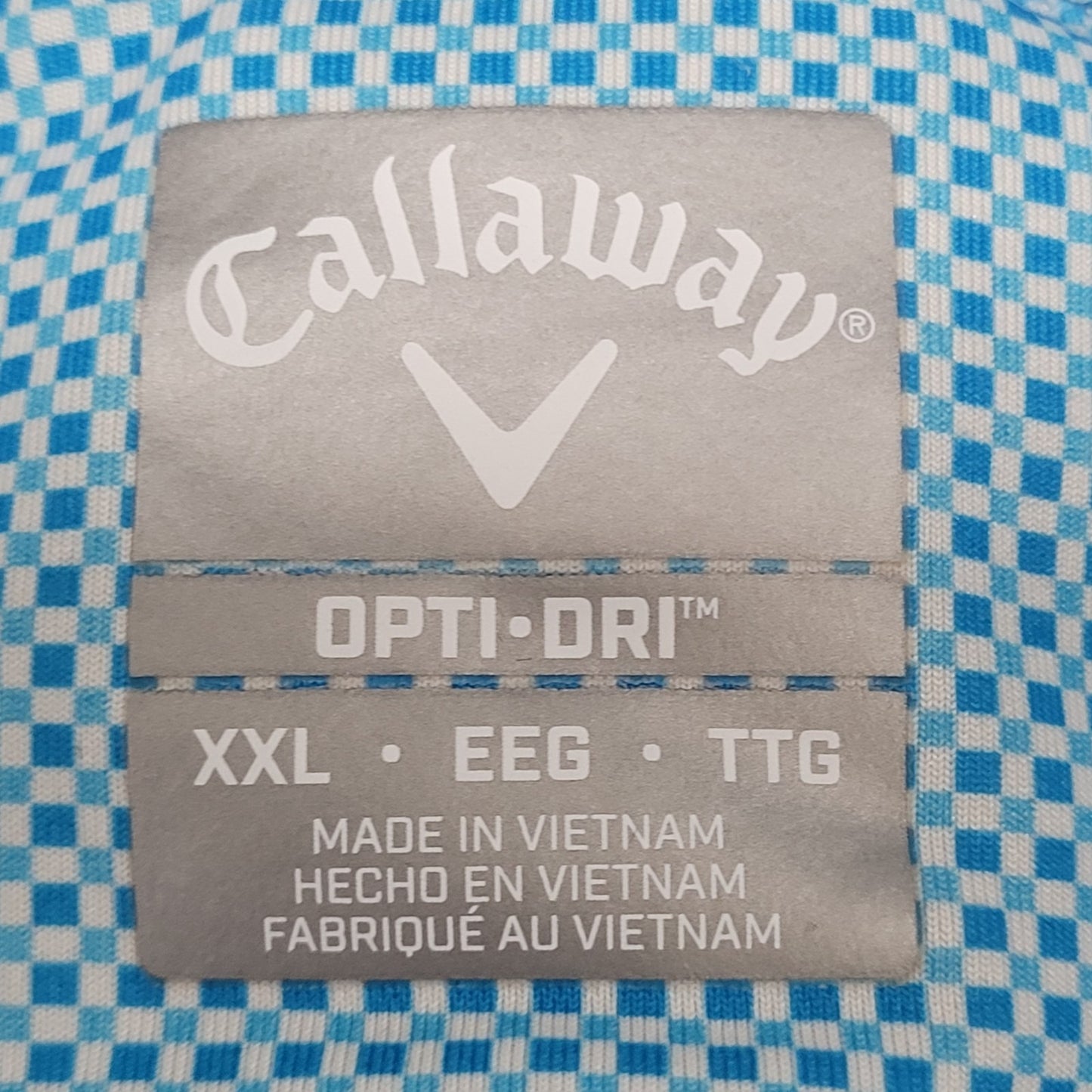 Callaway Blue Geometric Opti-Dri Stretch Golf Short Sleeve Polo Shirt Size XXL