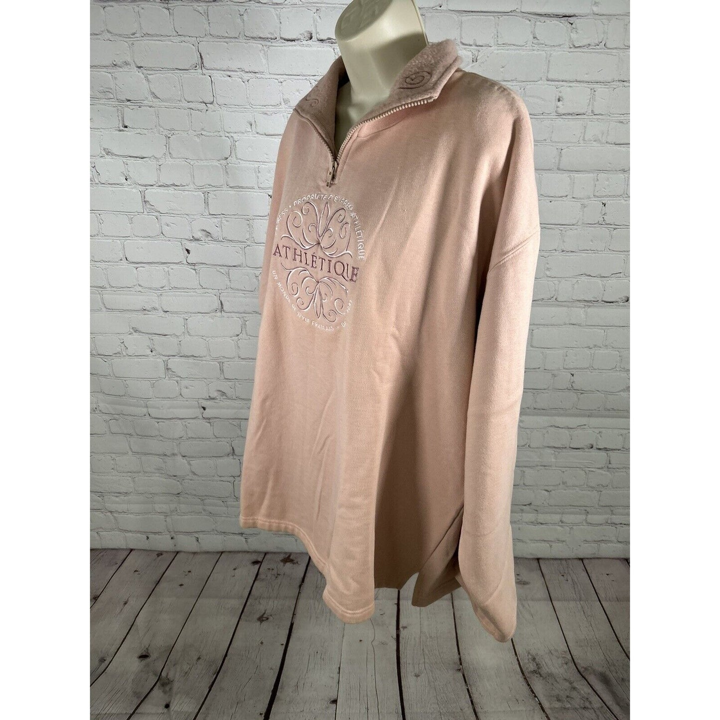 VTG Express Athletics Cotton Blend Pullover Pale Pink 1/4 Zip Sweatshirt XL