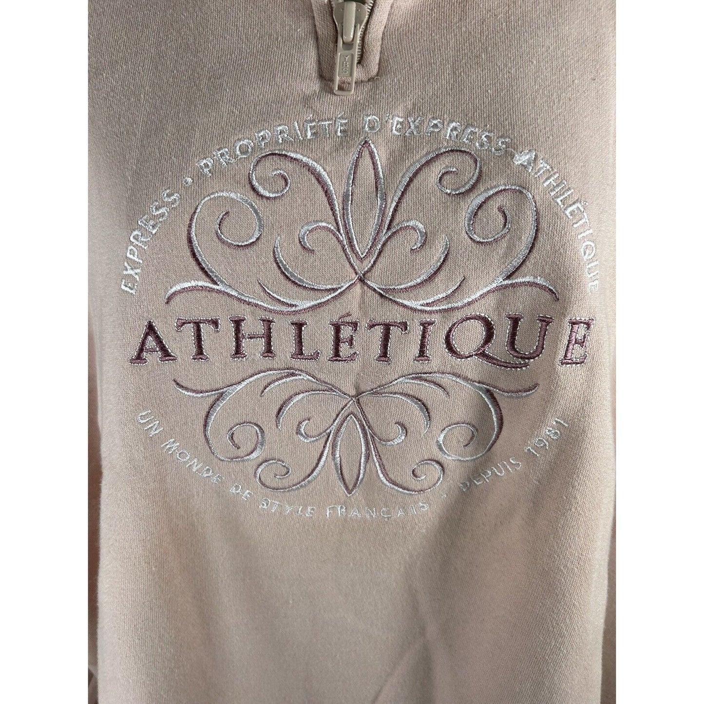VTG Express Athletics Cotton Blend Pullover Pale Pink 1/4 Zip Sweatshirt XL