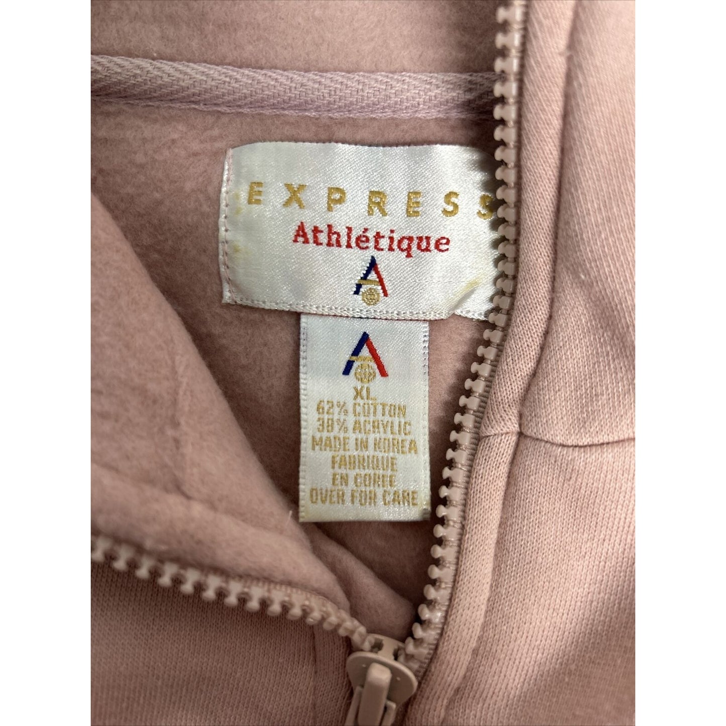 VTG Express Athletics Cotton Blend Pullover Pale Pink 1/4 Zip Sweatshirt XL