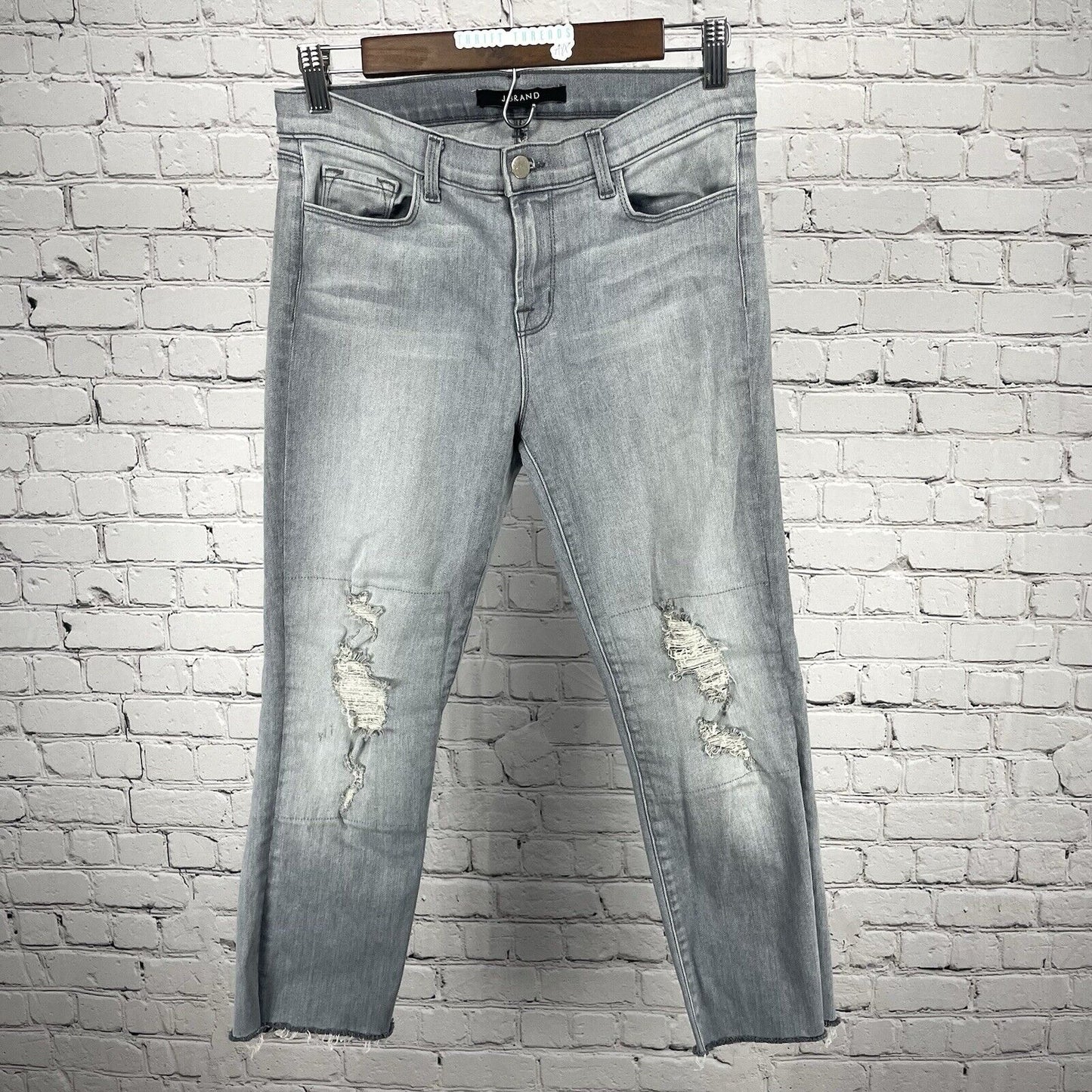 J Brand Grey Blue Sweet Rail Ankle Jeans Made In USA Size 29 (29x24.5)