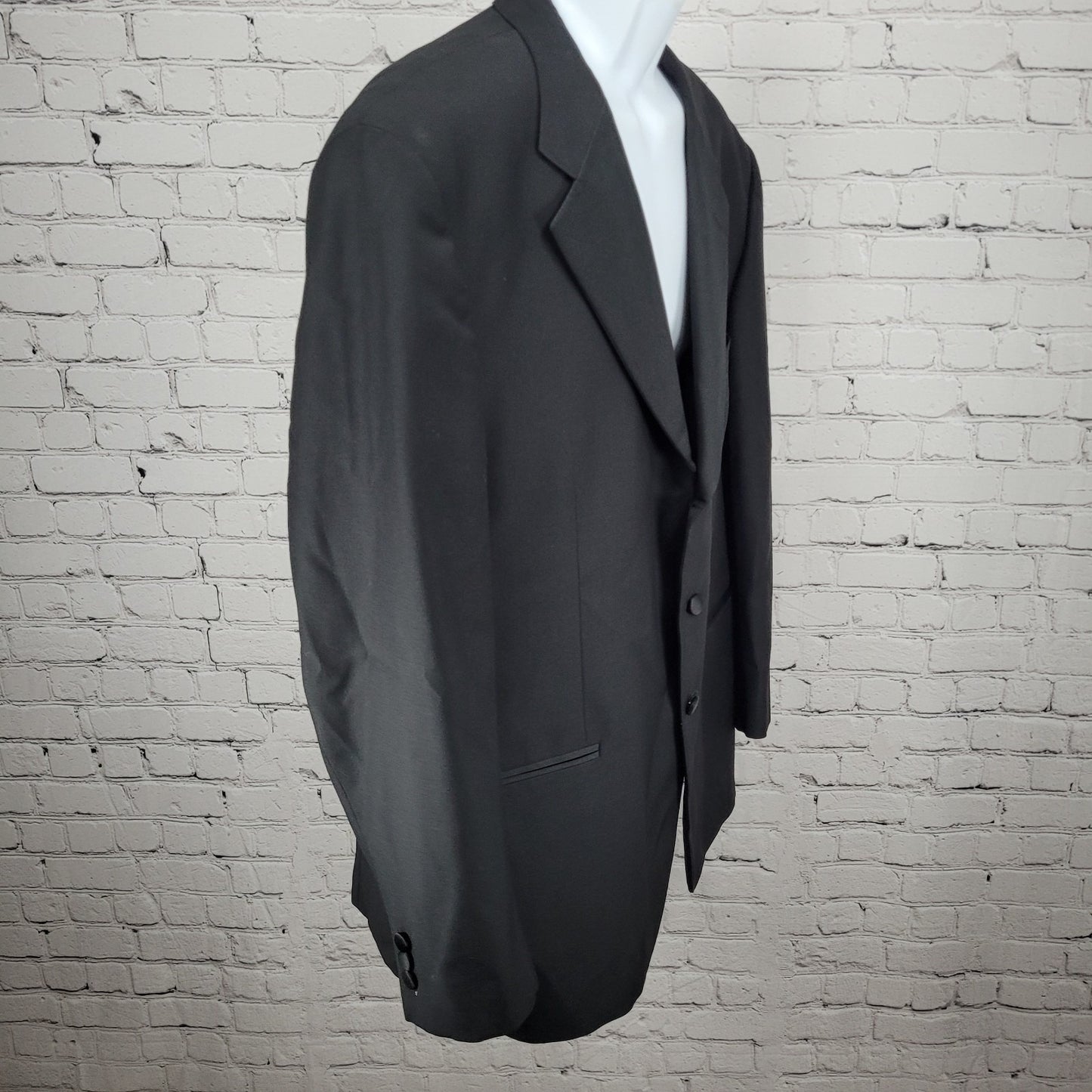 Vito Rufolo Black 100% Wool Comero Super 100's Tuxedo Suit Jacket Italy 44R